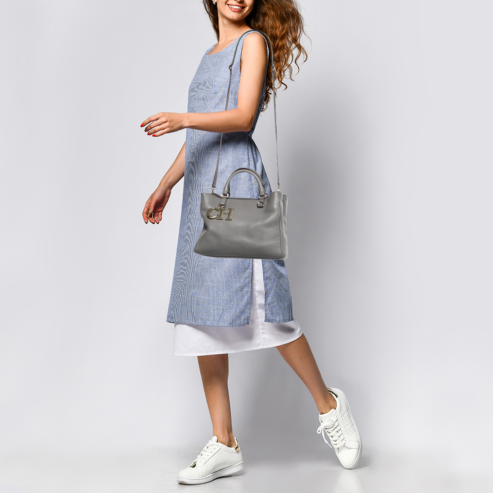 

CH Carolina Herrera Grey Leather Tote