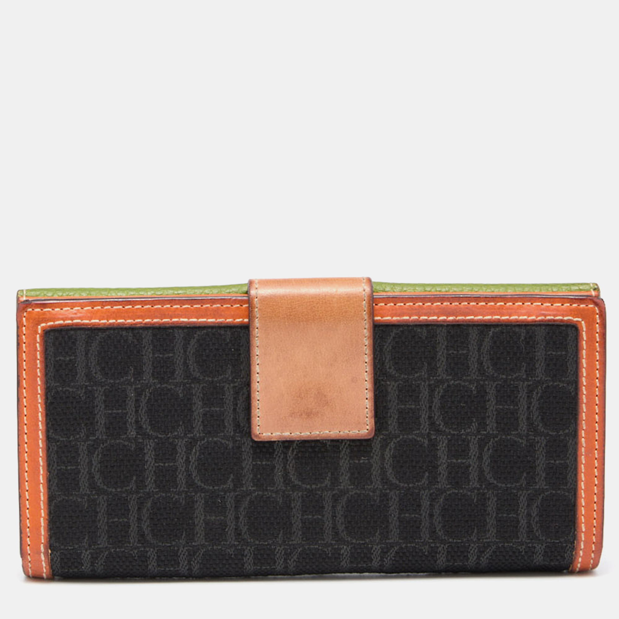 Pre-owned Ch Carolina Herrera Multicolor Monogram Canvas And Leather Continental Wallet