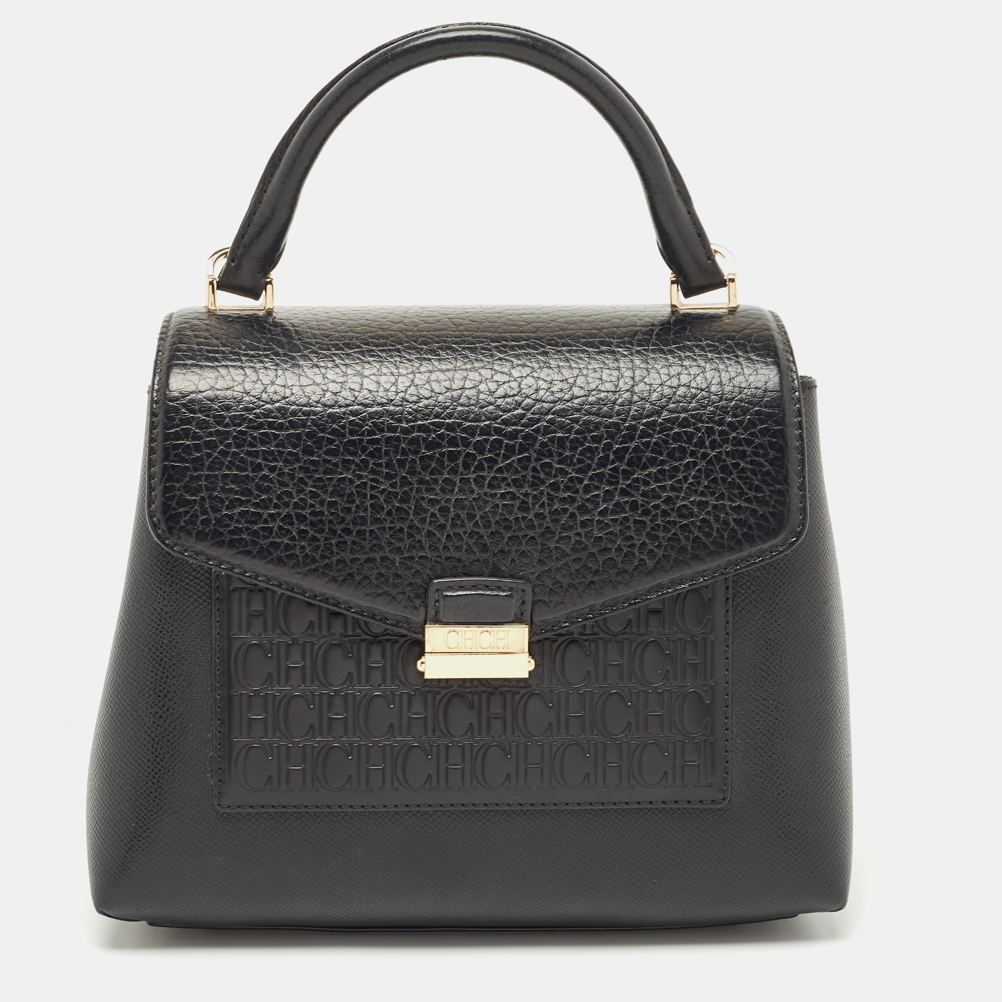 Carolina Herrera Black Leather Flap Crossbody Bag