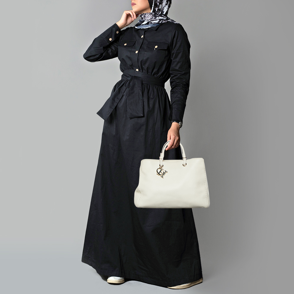 

CH Carolina Herrera Cream Leather Tote