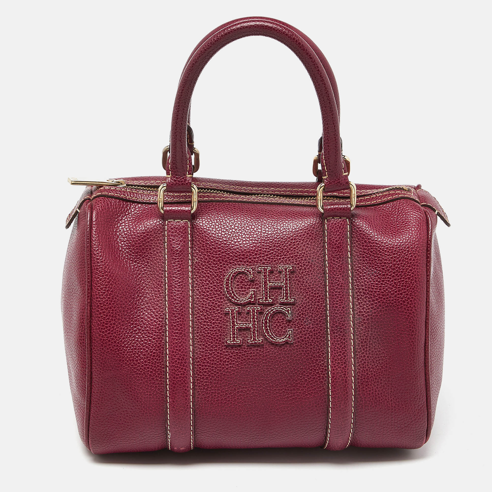 

CH Carolina Herrera Purple Leather Andy Boston Bag