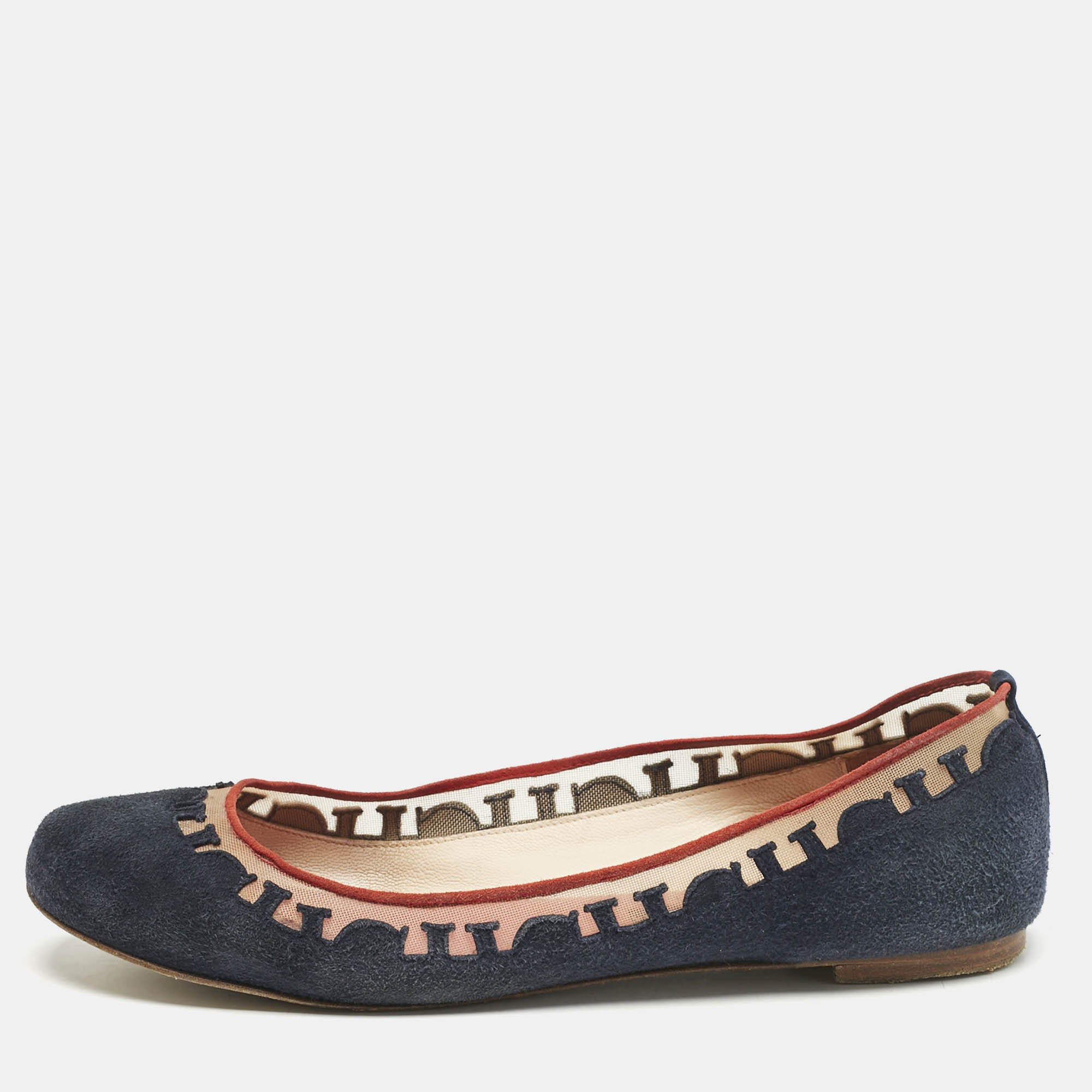 

CH Carolina Herrera Navy Blue Suede Ballet Flats Size
