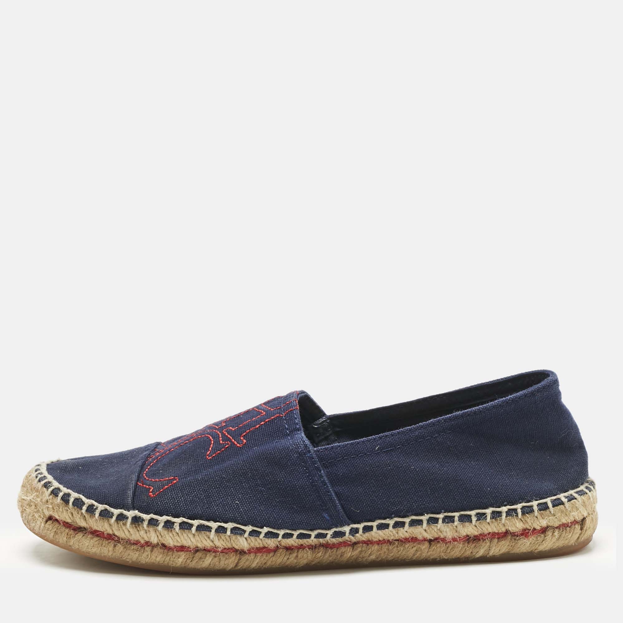 

CH Carolina Herrera Navy Blue Canvas Espadrille Flats Size