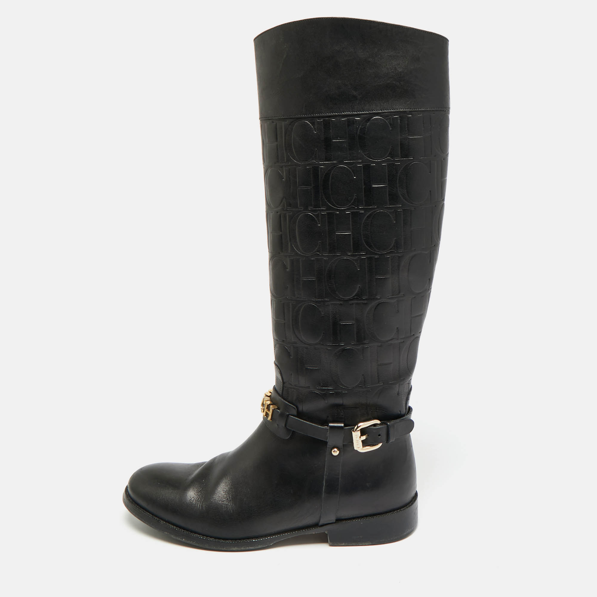 

CH Carolina Herrera Riding Size  Black Leather Knee Length Boots