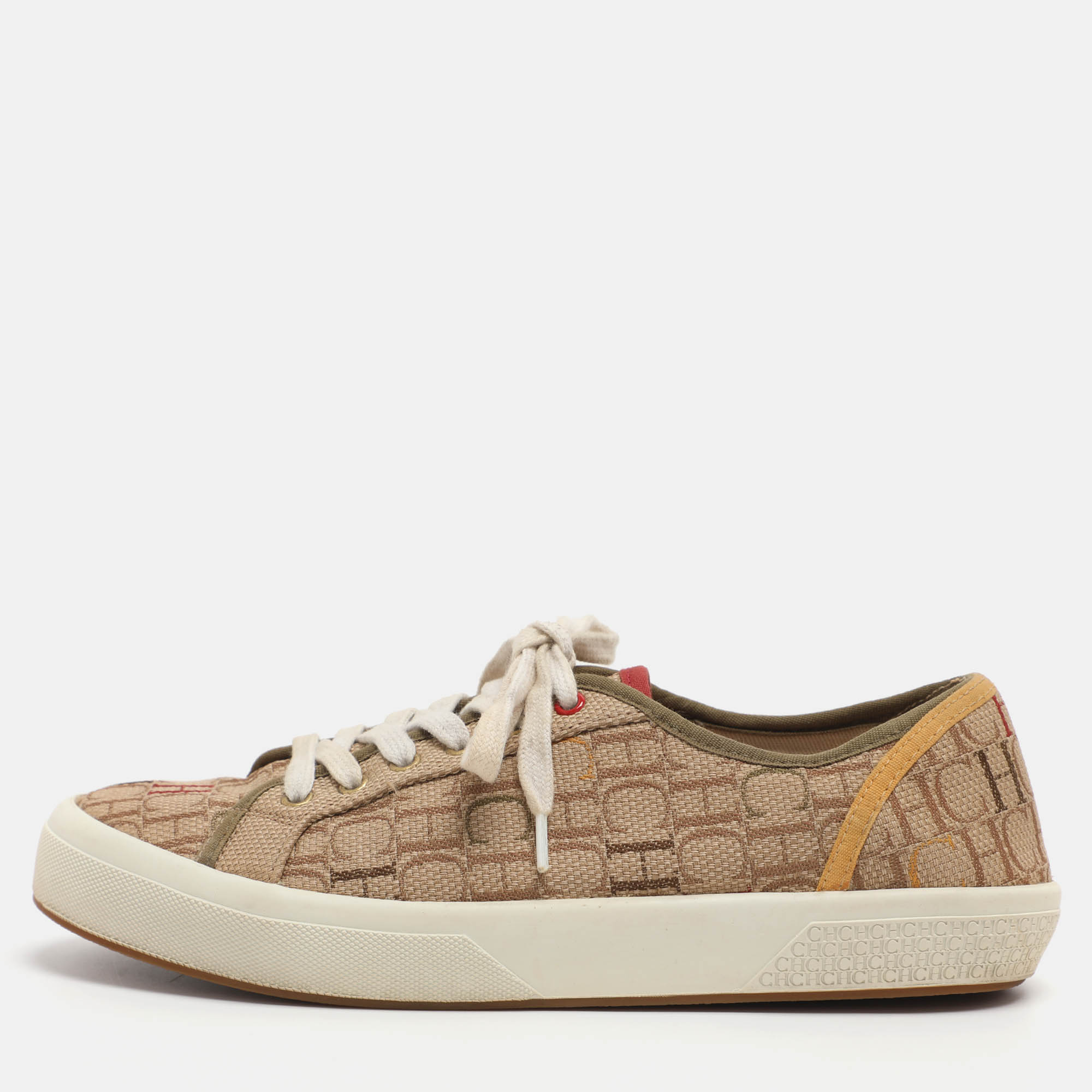 

CH Carolina Herrera Size  Beige Canvas Lace Up Sneakers