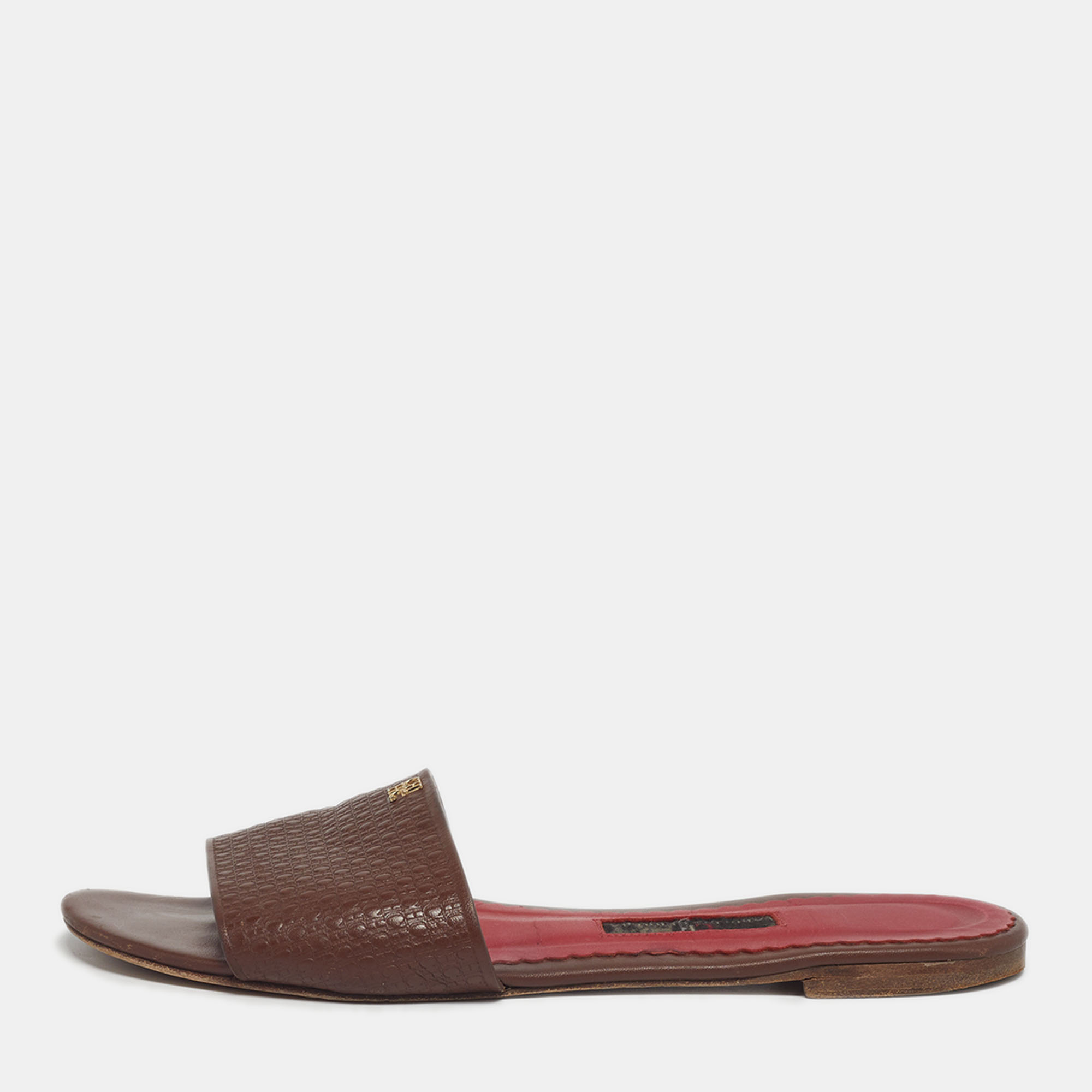 

CH Carolina Herrera Size  Brown Leather Flat Slides