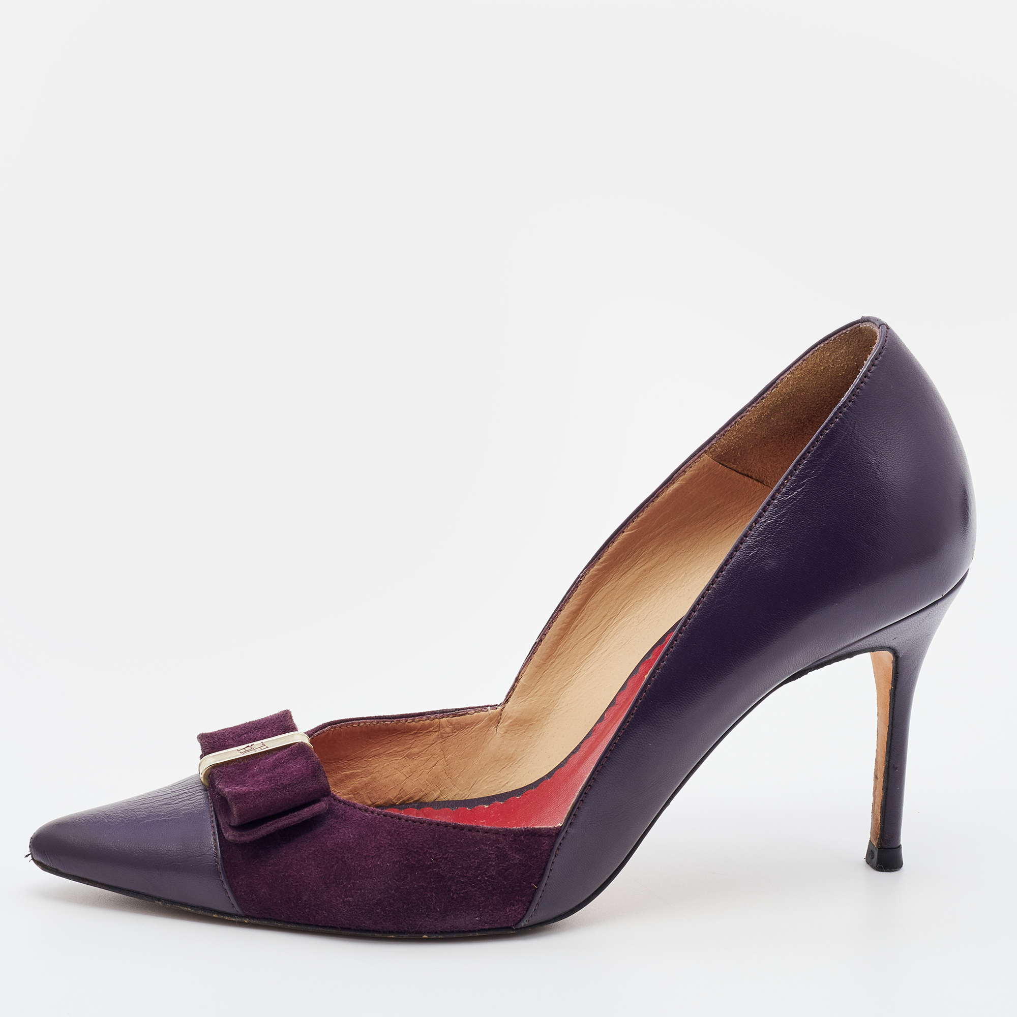 

CH Carolina Herrera Purple Suede And Leather Pointed Cap Toe Pumps Size
