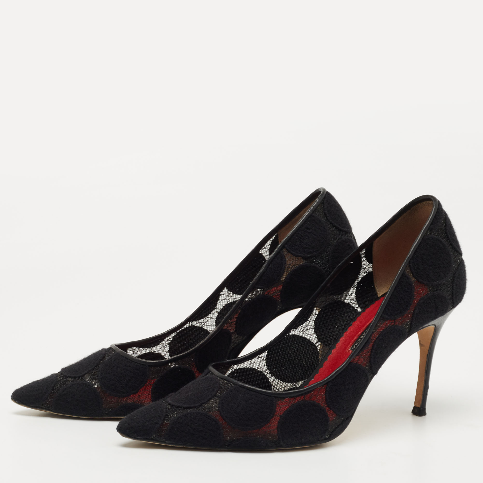 

CH Carolina Herrera Black Mesh and Fabric Pointed Toe Pumps Size