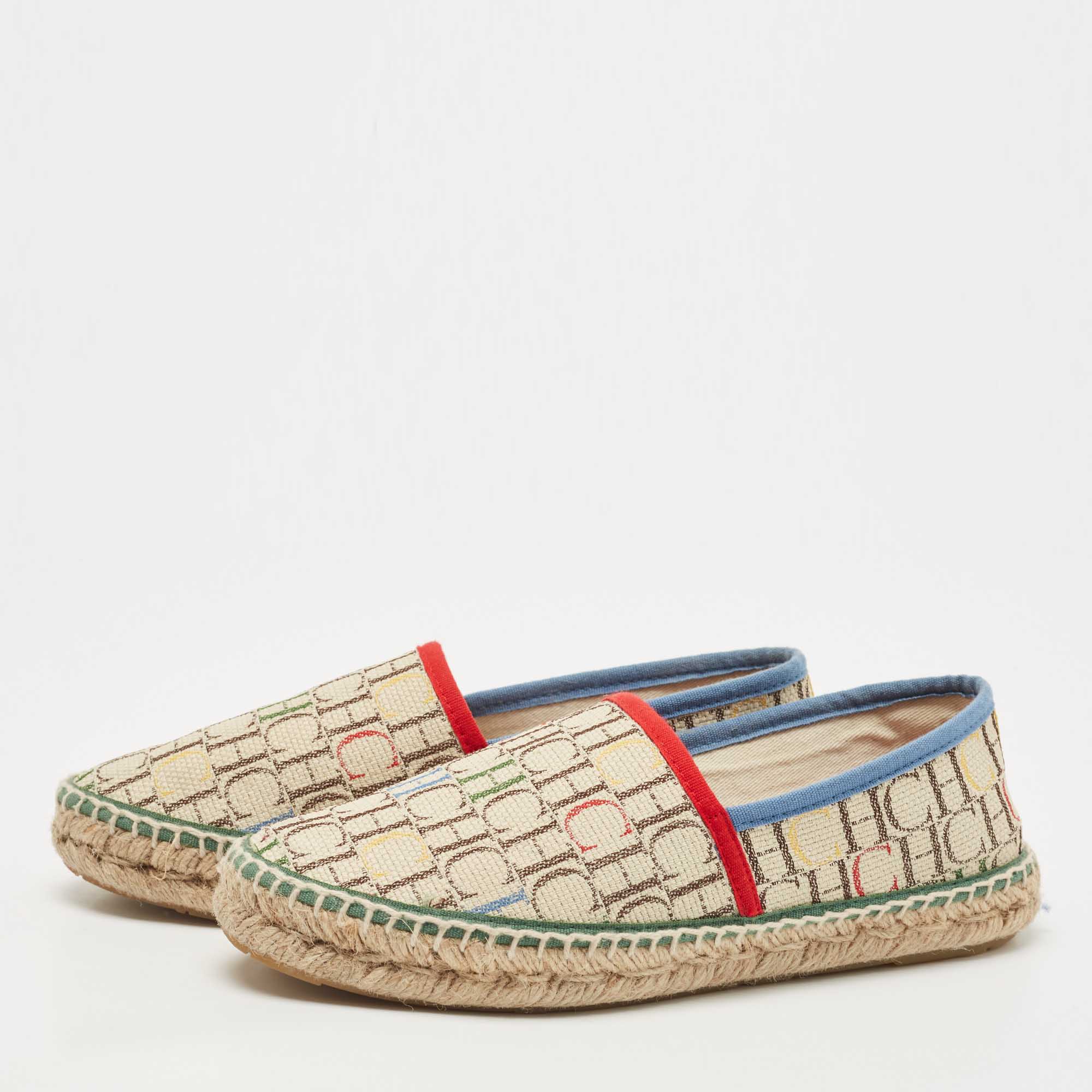 

CH Carolina Herrera Multicolor Monogram Canvas Espadrille Flats Size