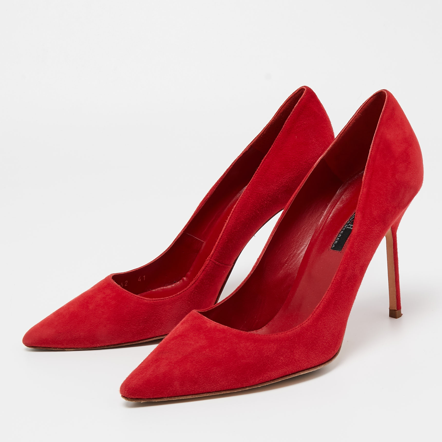 

CH Carolina Herrera Red Suede Pointed Toe Pumps Size
