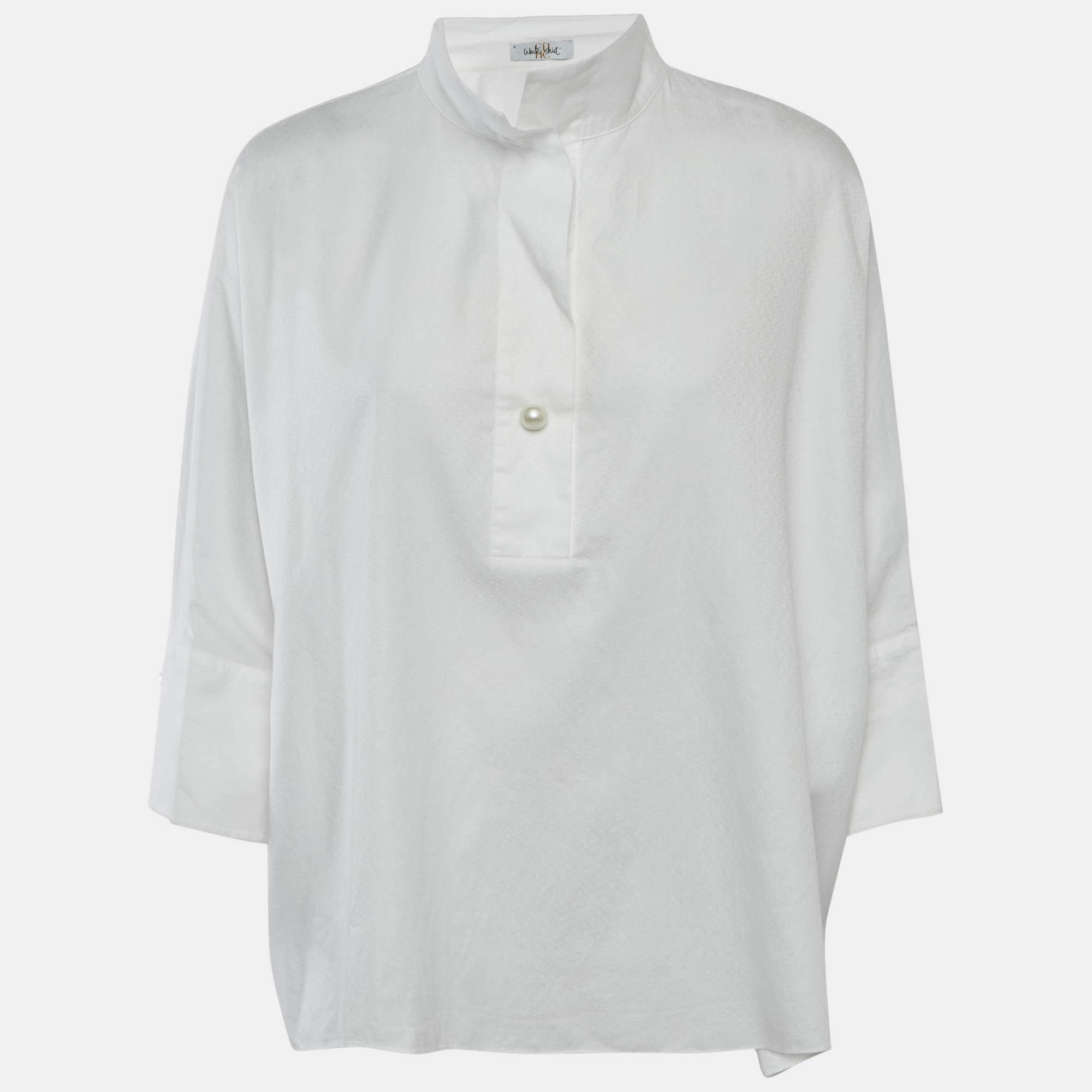 

CH CH White Shirt Logo Jacquard Cotton Blouse S