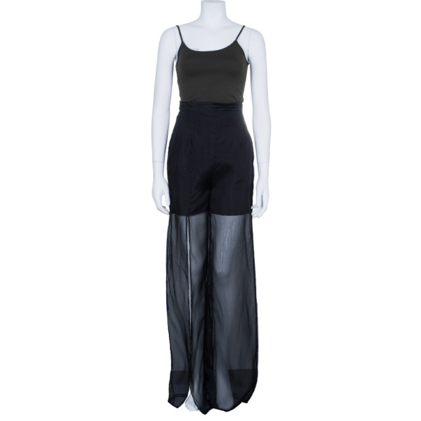 

Chalayan Silk Split Wide Leg Pants, Black