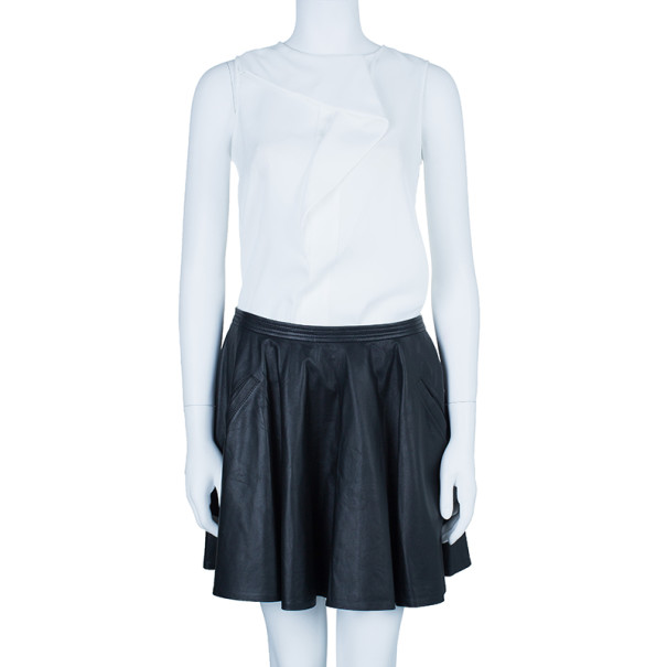 

Chalayan Leather Skater Skirt, Black