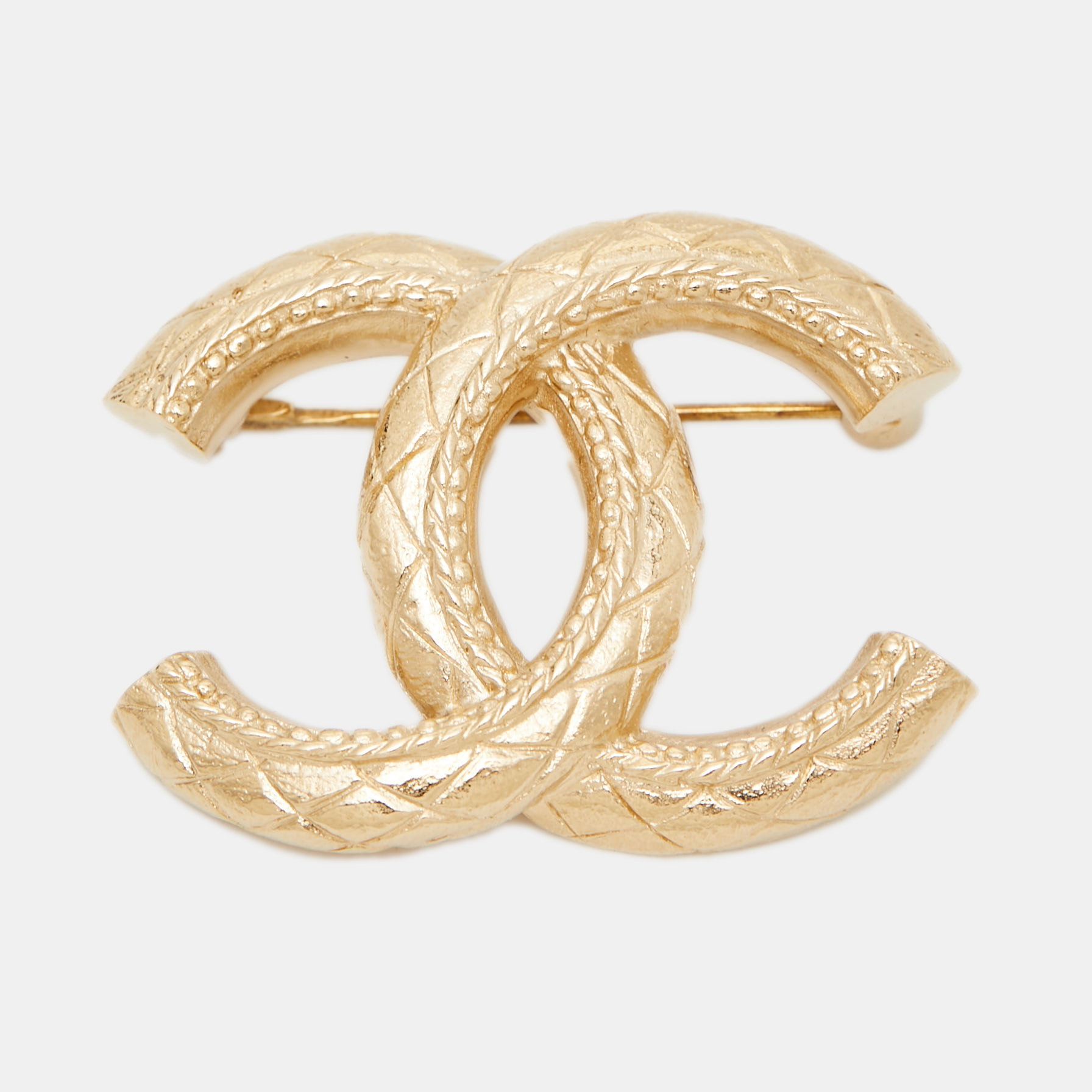 

Chanel CC Gold Tone Metal Brooch