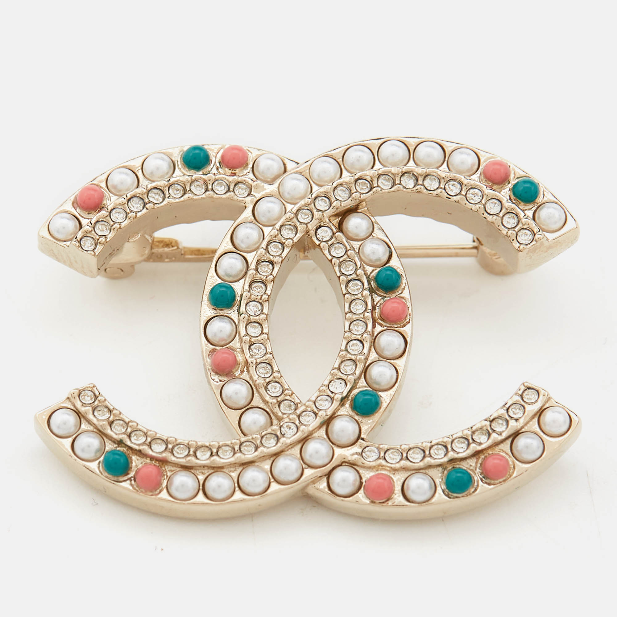 

Chanel CC Multi Stones Gold Tone Brooch