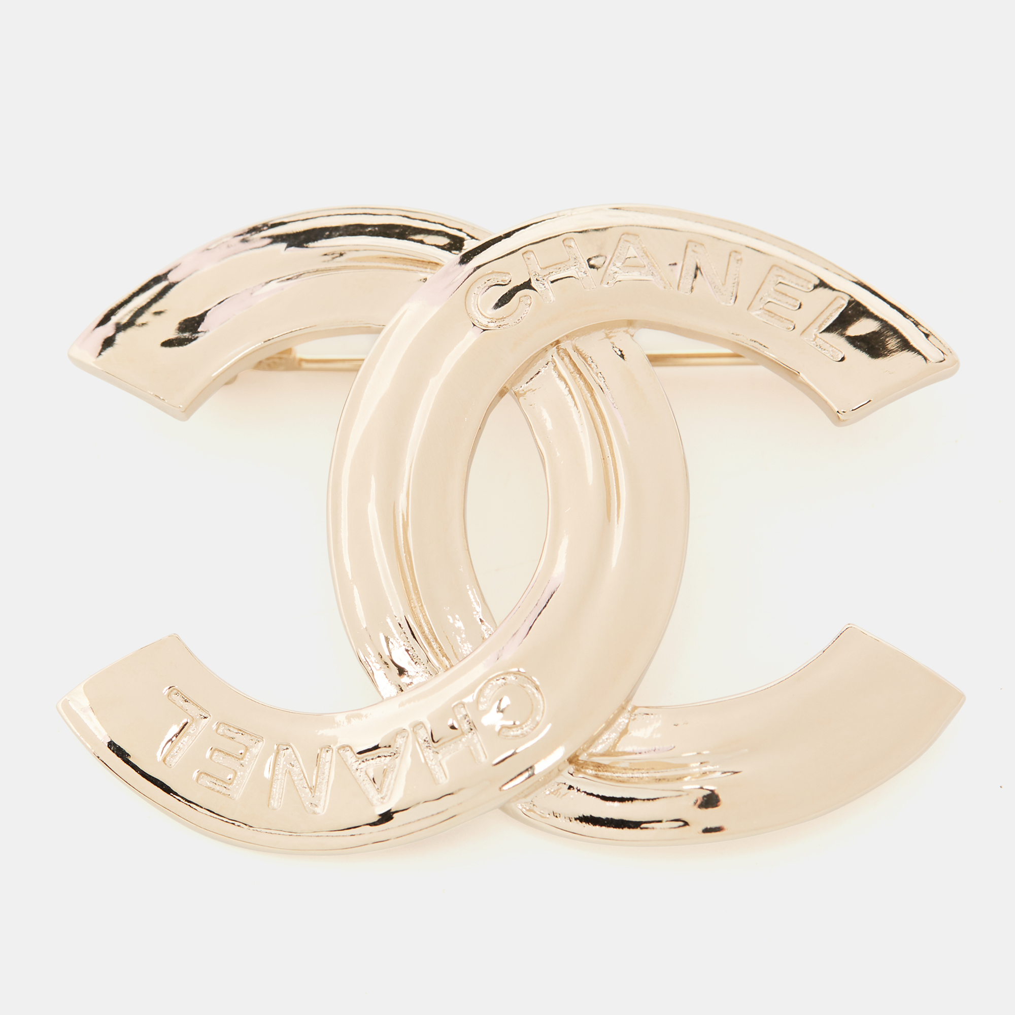 

Chanel CC Gold Tone Metal Brooch