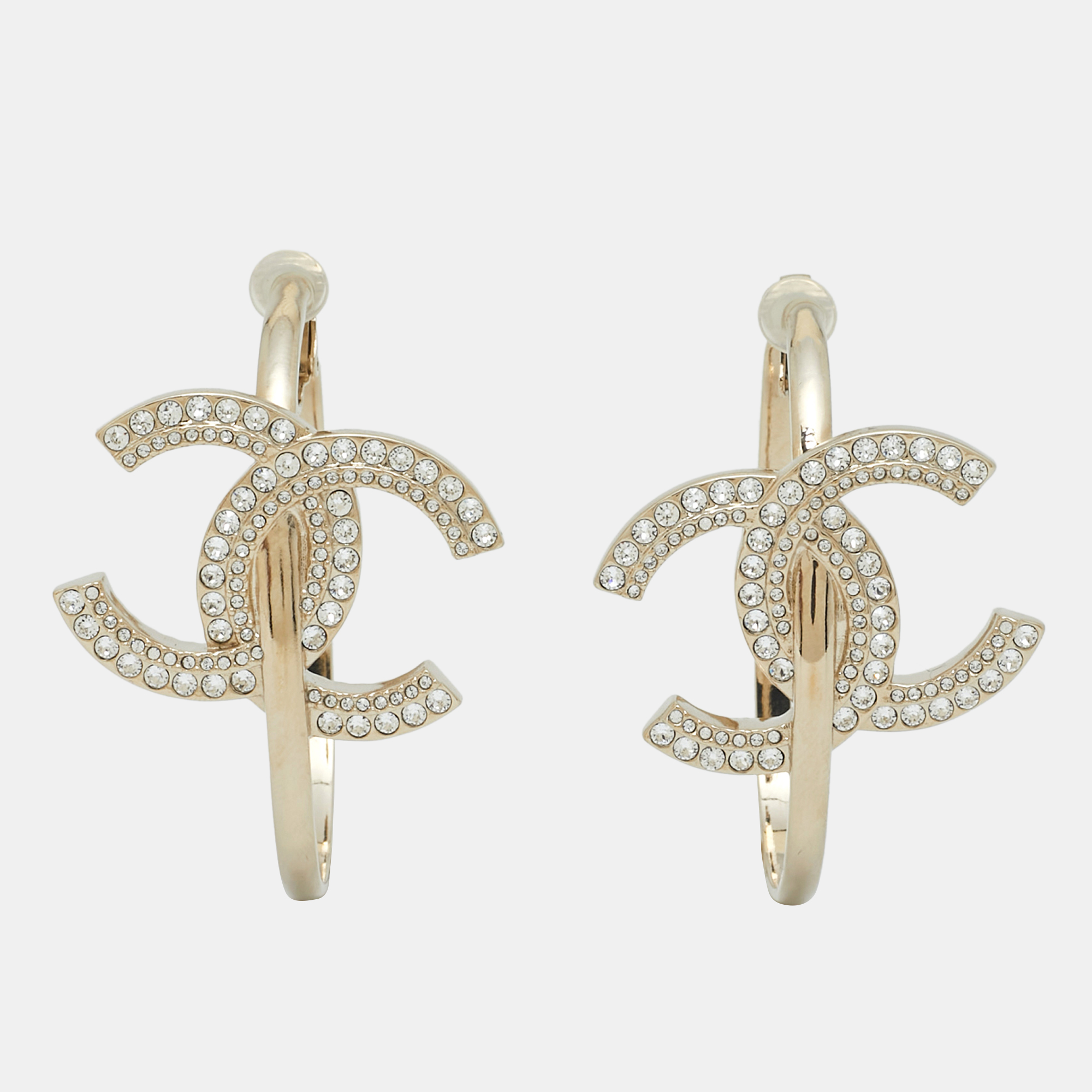 

Chanel CC Gold Tone Hoop Earrings