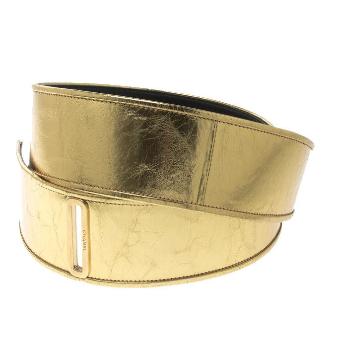 

Chanel Gold Distressed Leather Waist Belt