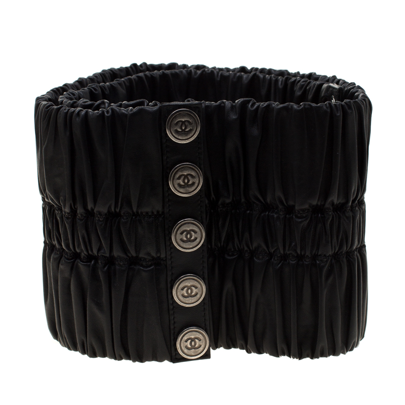 

Chanel Black Leather Stretchable Waist Belt Size