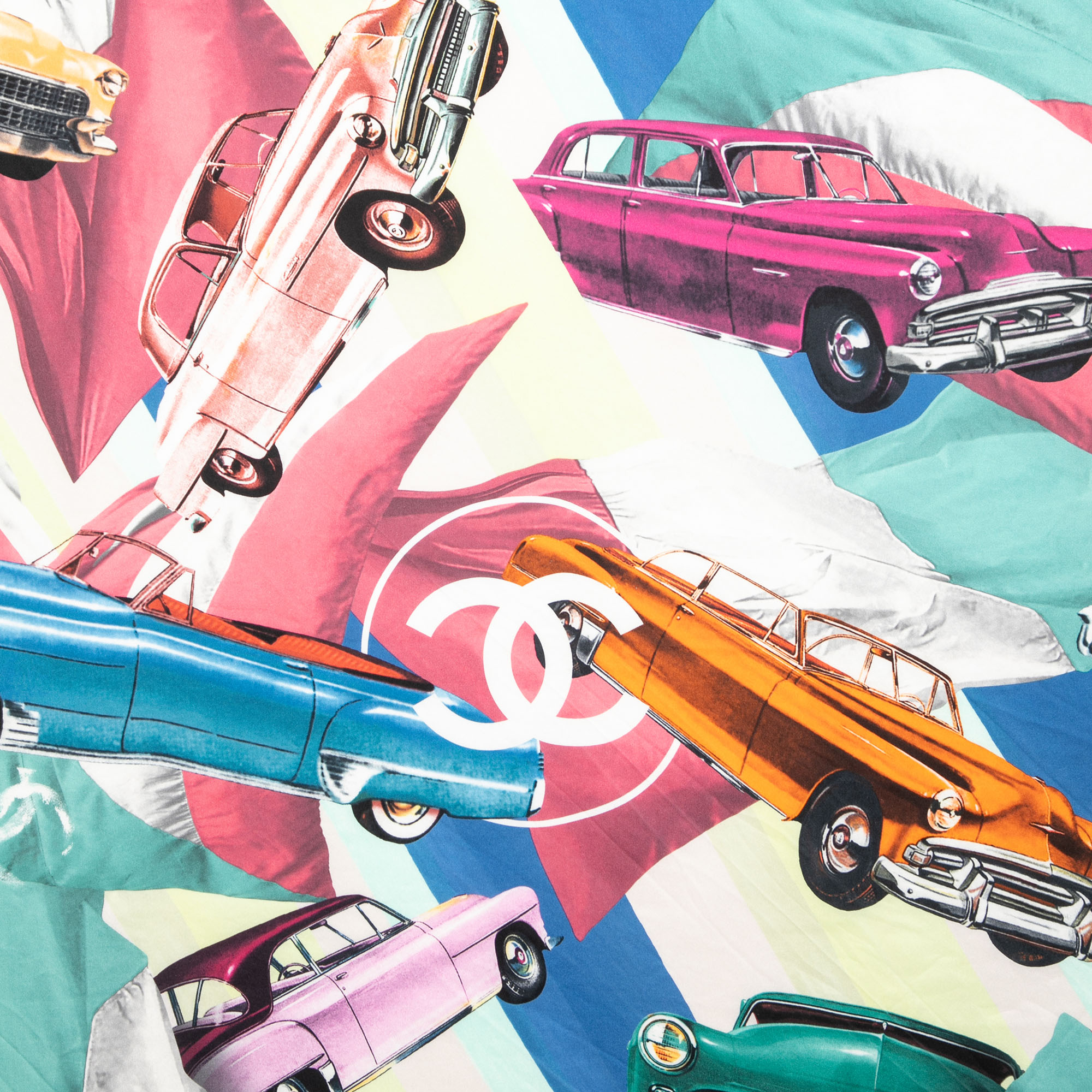 

Chanel Multicolor Cuba Car Printed Silk Square Scarf