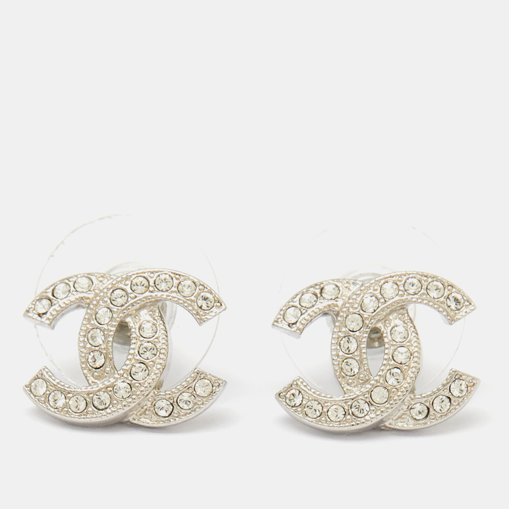 

Chanel CC Mini Crystals Silver Tone Earrings