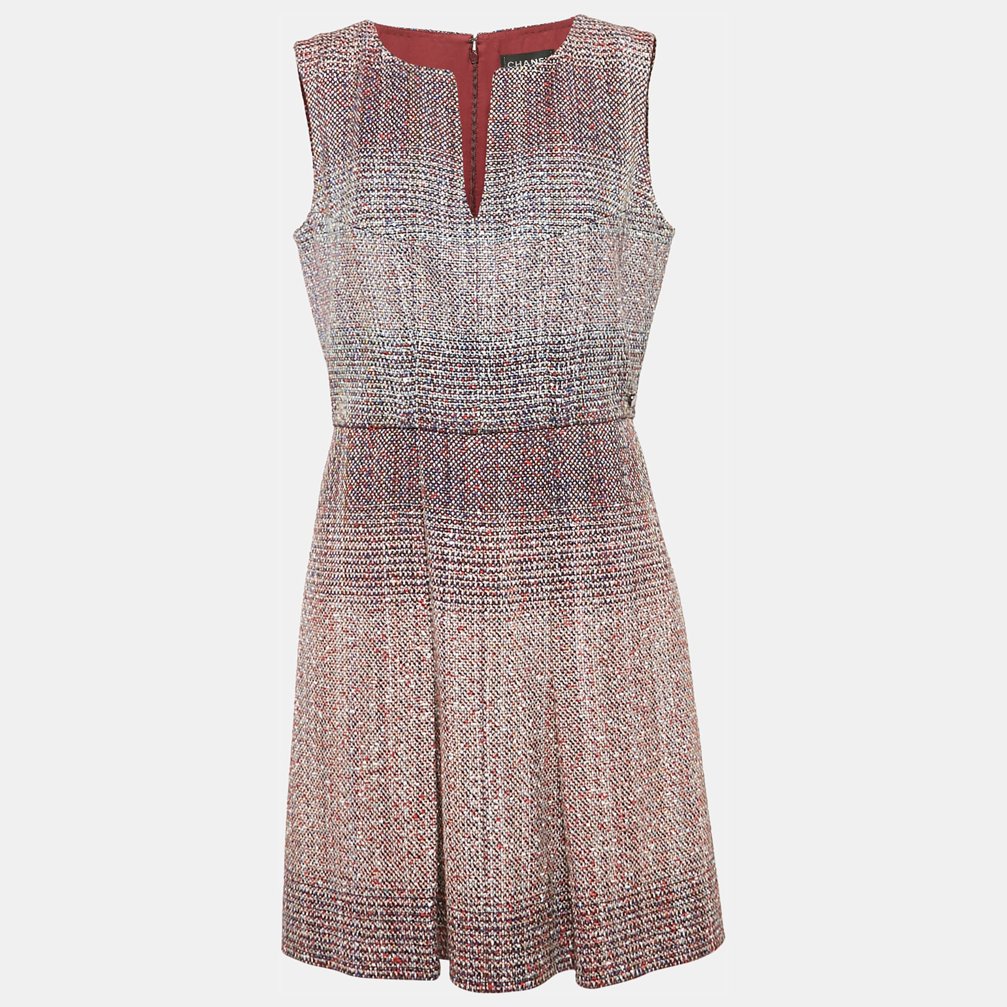 

Chanel Multicolor Fantasy Tweed Sleeveless Short Dress L