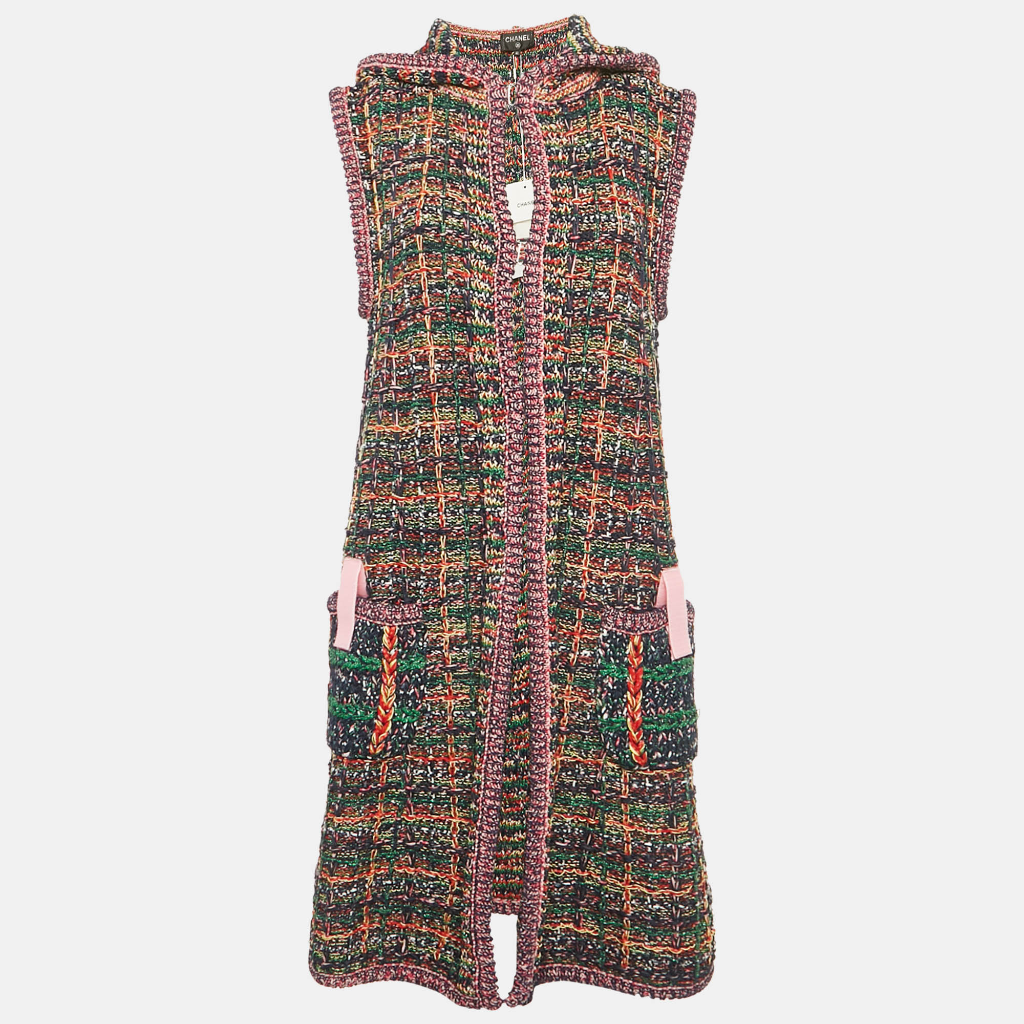 

Chanel Multicolor Lurex Knit Hooded Cardigan L