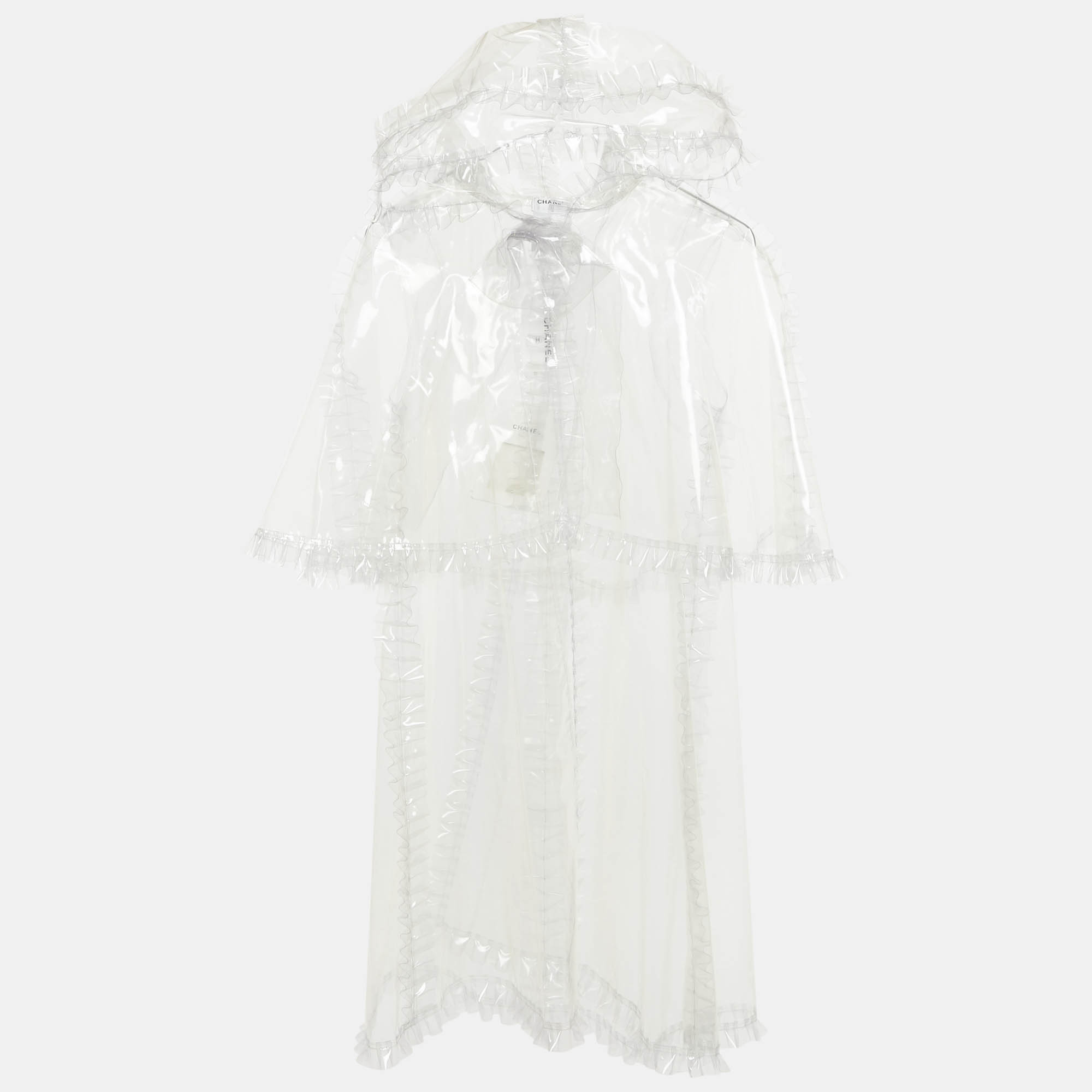 

Chanel Transparent Synthetic Frilled Cape Raincoat S