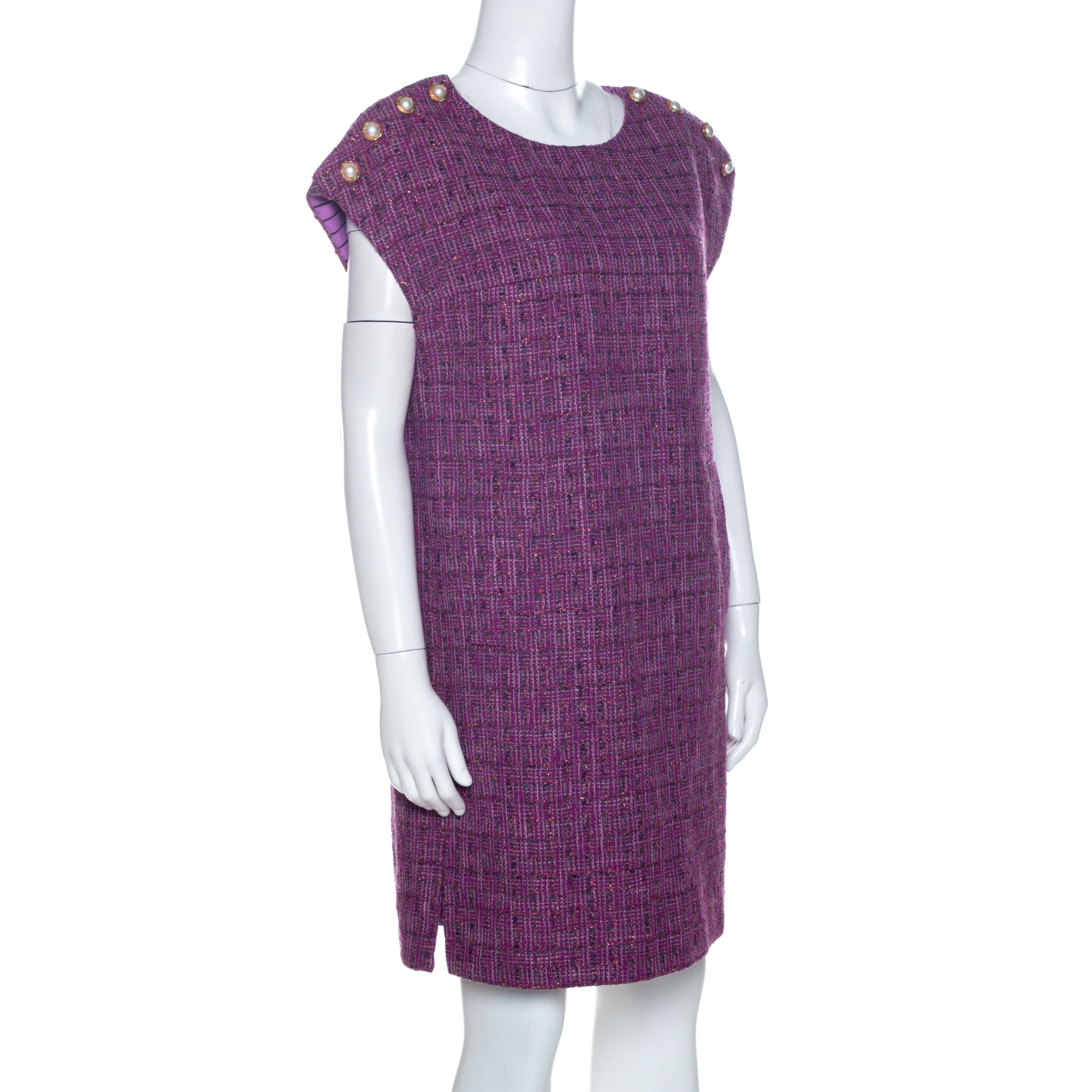 

Chanel Purple Metallic Tweed Tunic Dress