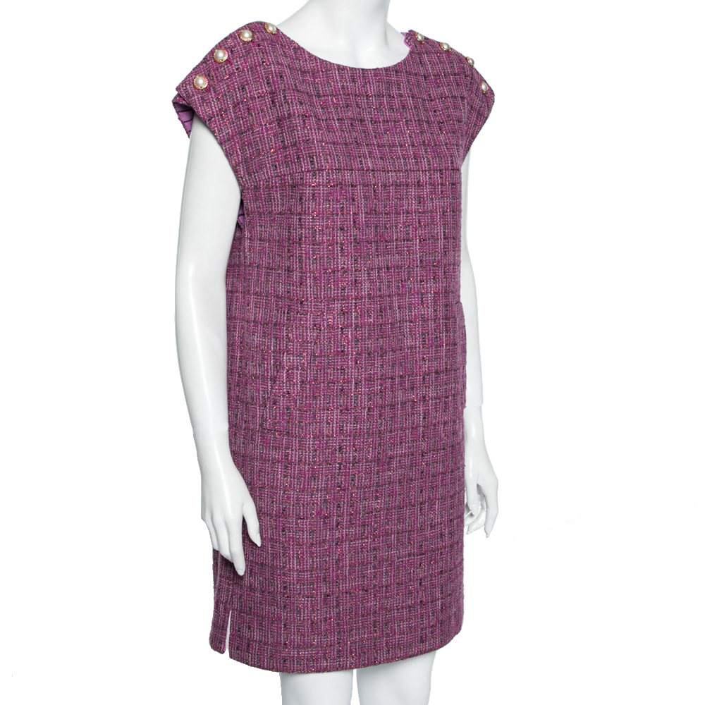 

Chanel Purple Metallic Tweed Tunic Dress