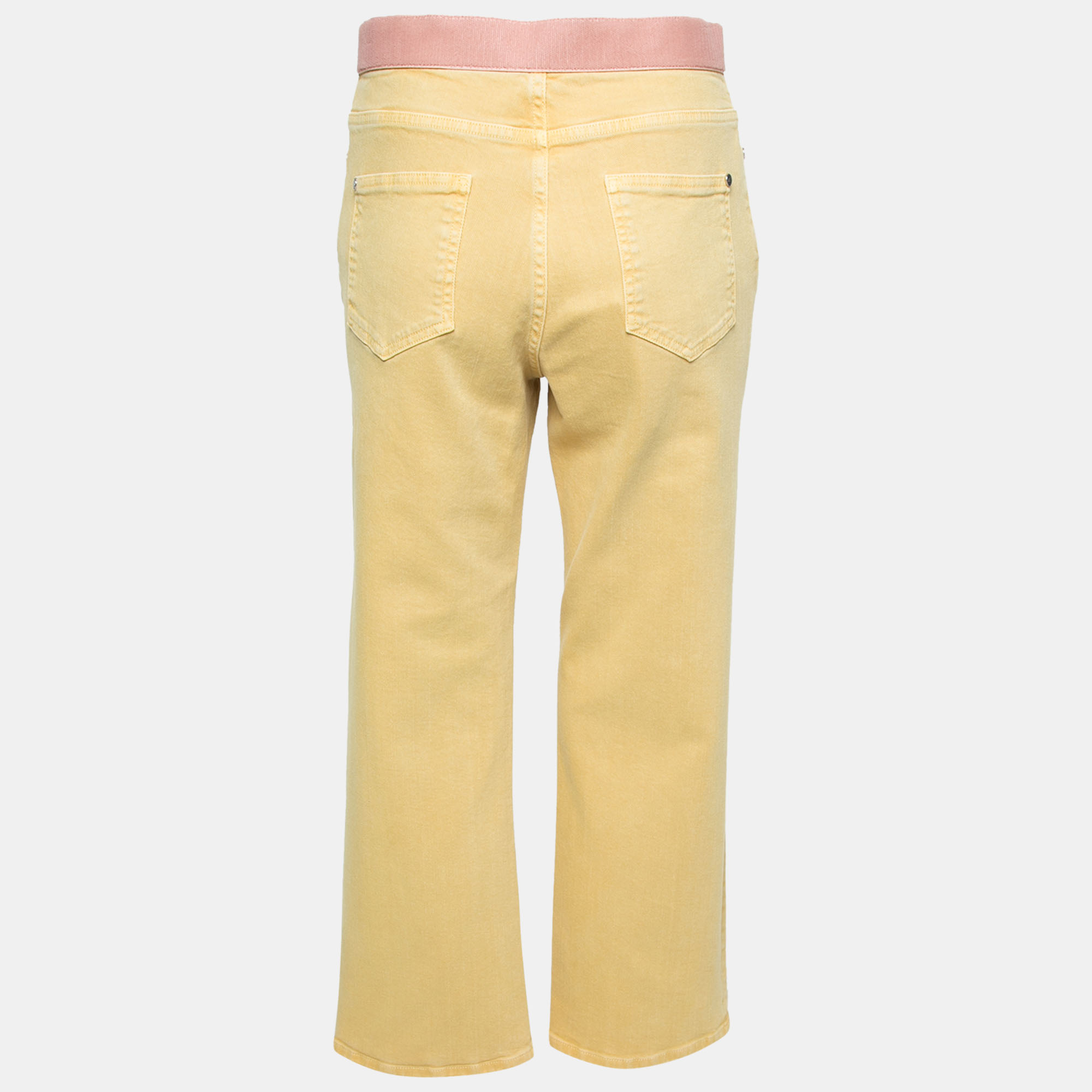 

Chanel Yellow Denim Velcro Trim Detailed Straight Leg Jeans