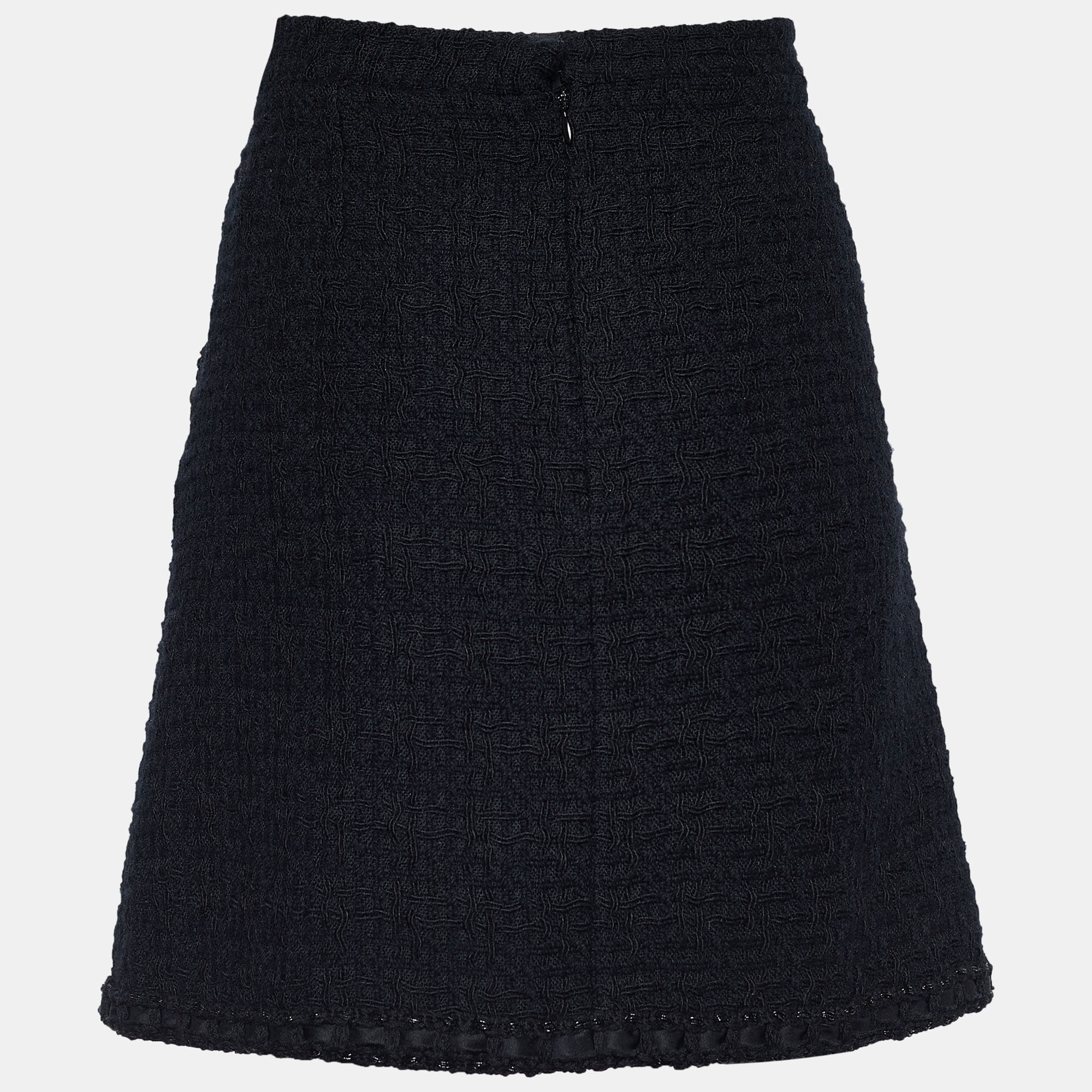 

Chanel Black Fantasy Wool Tweed Chain Detail Mini Skirt