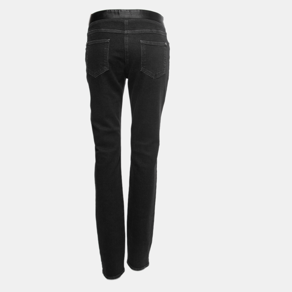 

Chanel Black Denim Side-Tie Ribbon Jeans  Waist 33