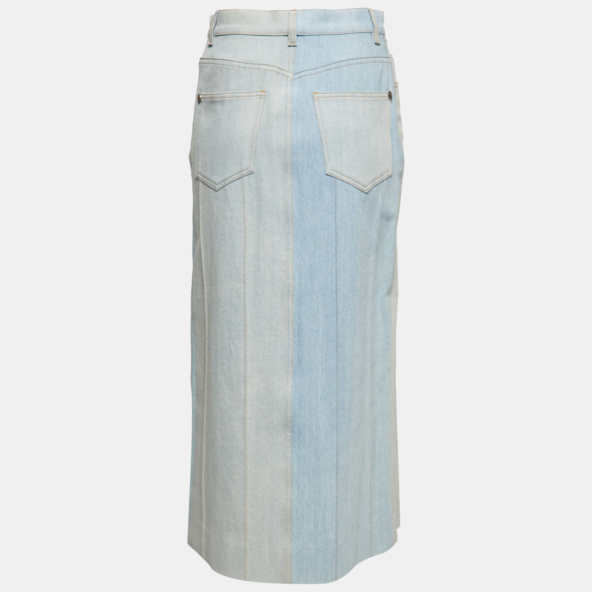 

Chanel Light Blue Washed Denim Midi Skirt