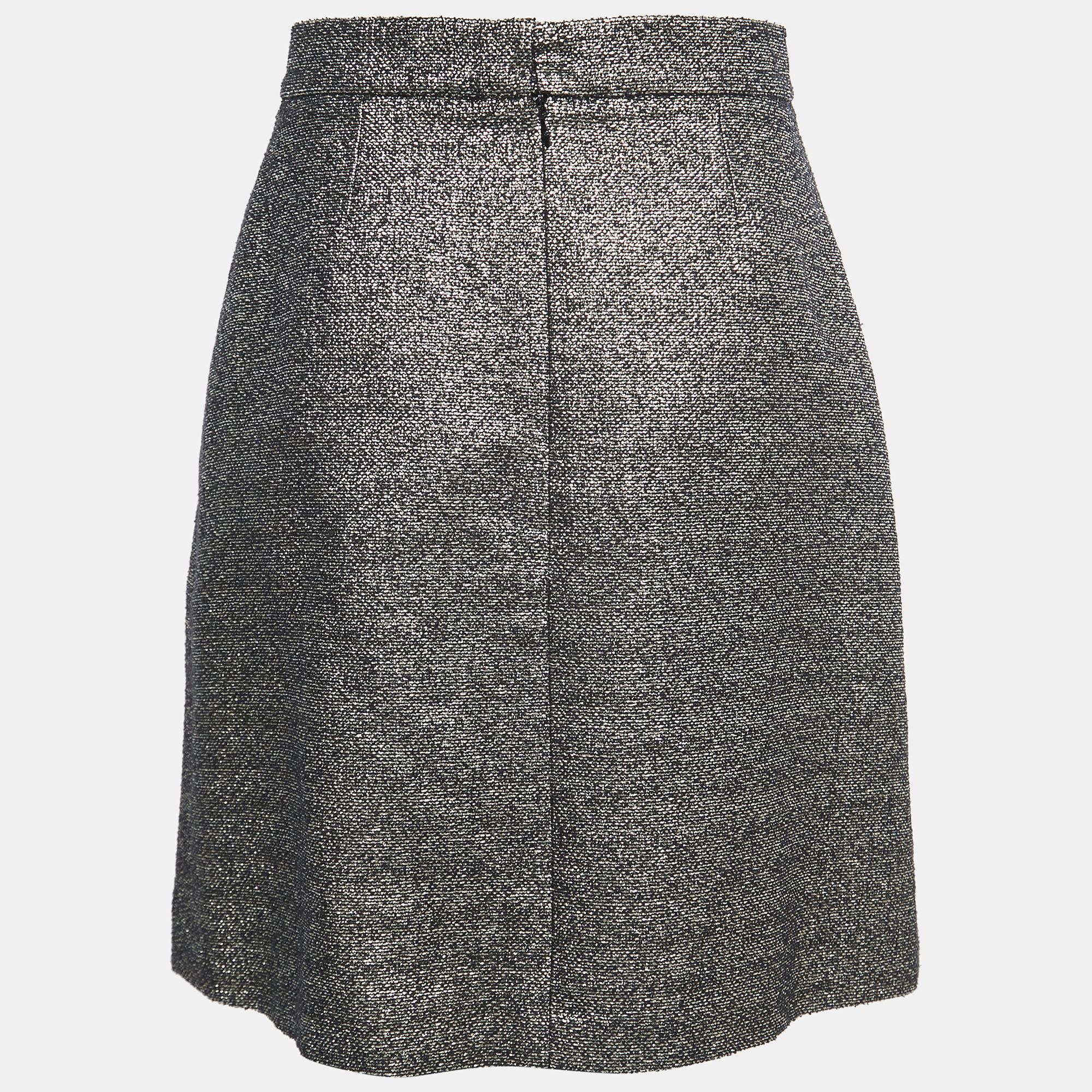 

Chanel Gold Metallic Tweed A-Line Knee-Length Skirt, Black