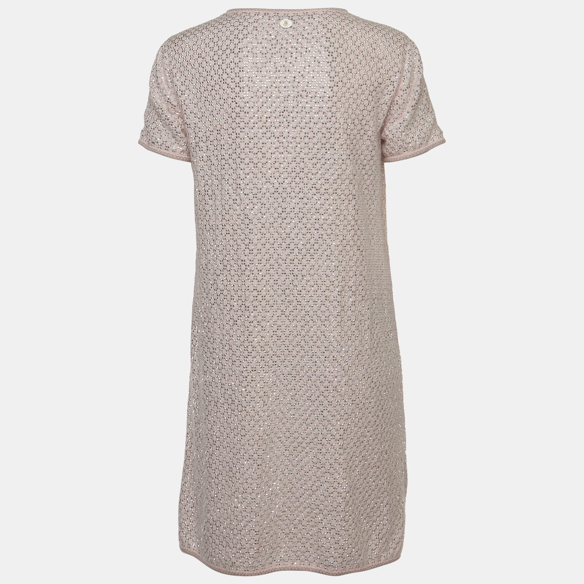 

Chanel Pink Rhinestone Embellished Angora Wool Mini Dress