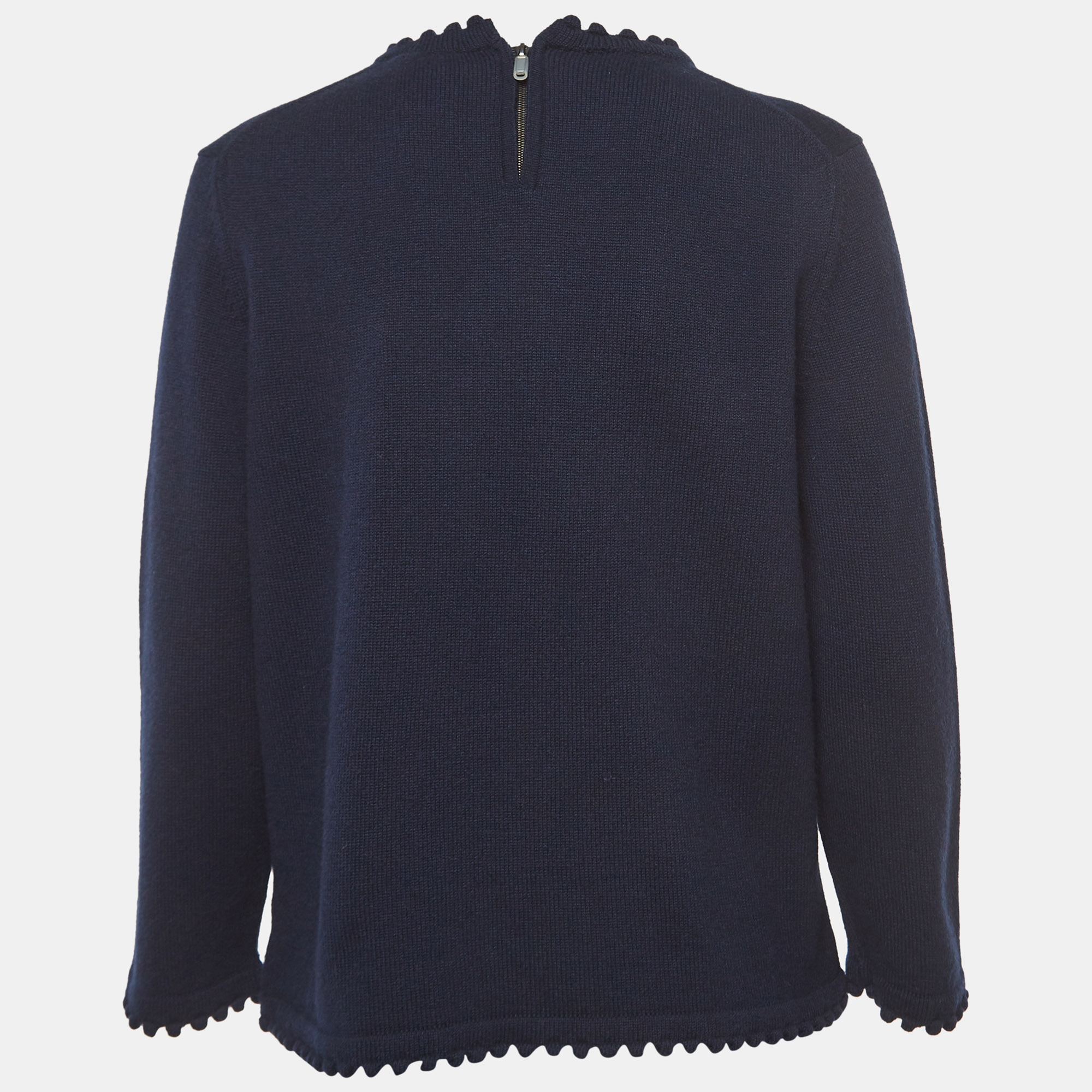 

Chanel Navy Blue Cashmere Button Detailed Round Neck Sweater