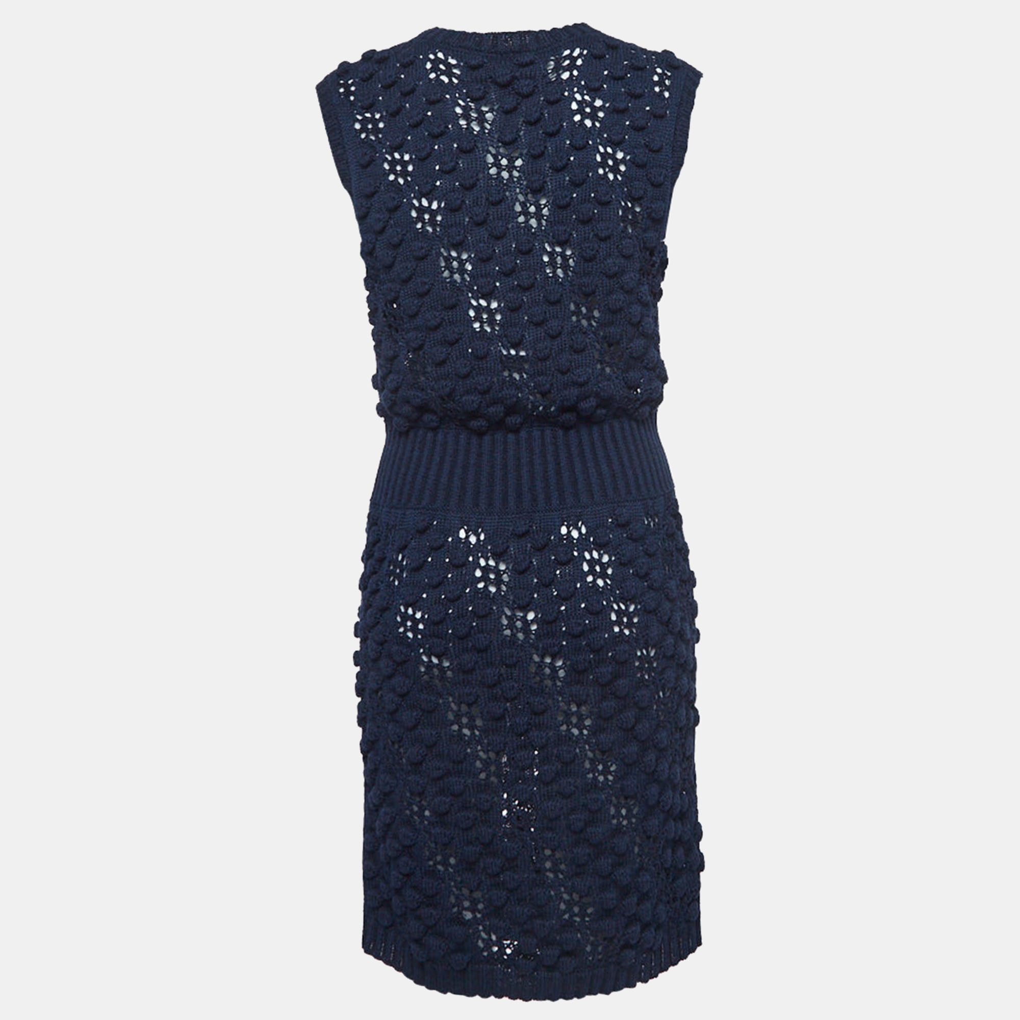 

Chanel Navy Blue Cotton Knit Sleeveless Mini Dress