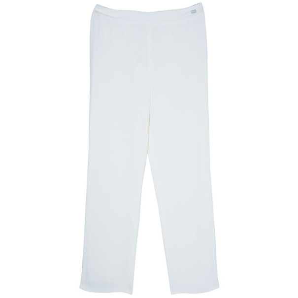 Pre Owned Chanel White Silk Wide-leg Trousers M