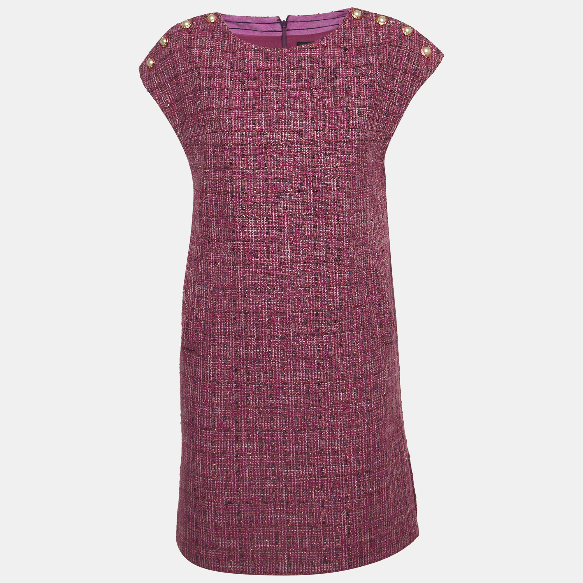 

Chanel Purple Fantasy Tweed Sleeveless Short Dress
