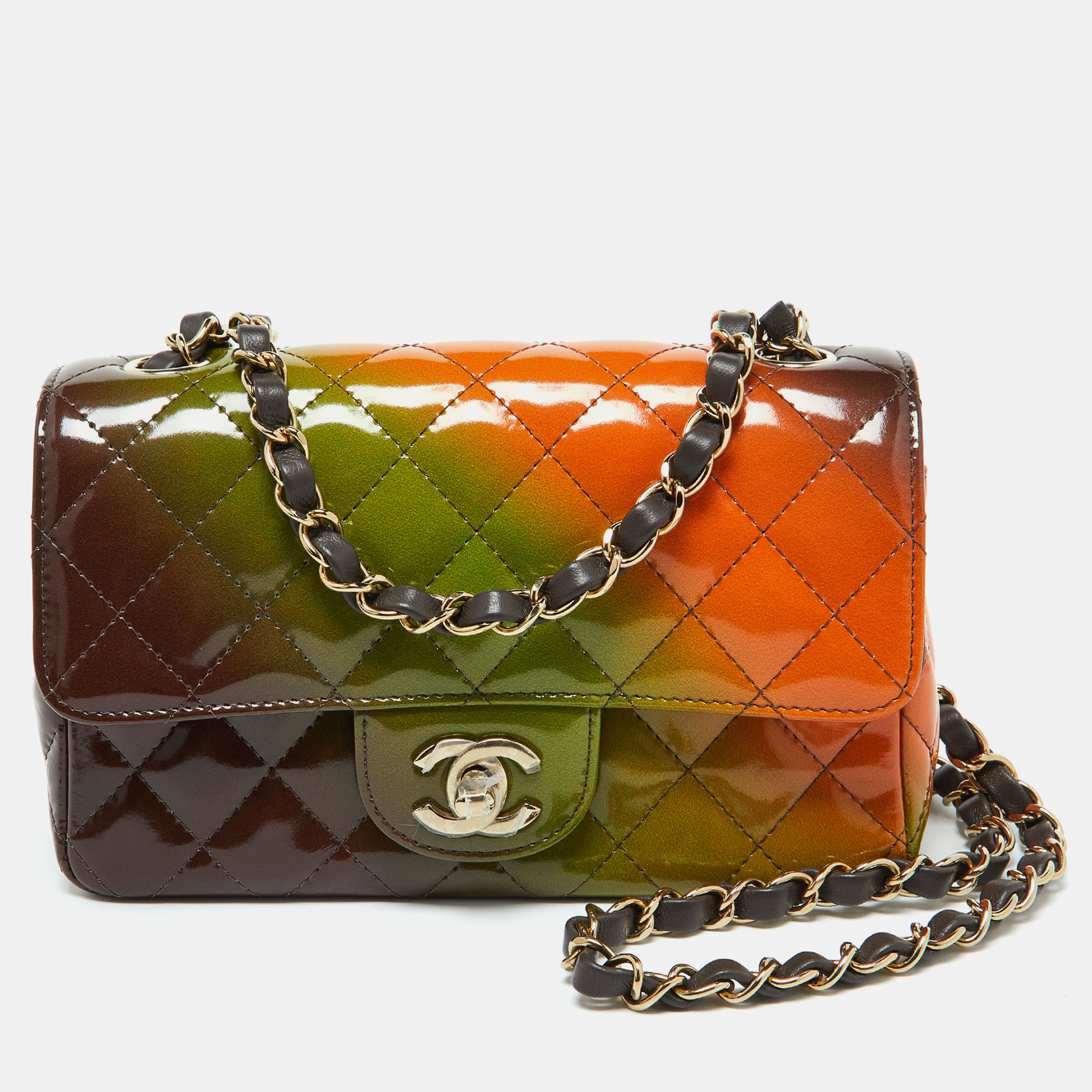 

Chanel Multicolor Quilted Patent Leather Mini Rectangle Classic Flap Shoulder Bag