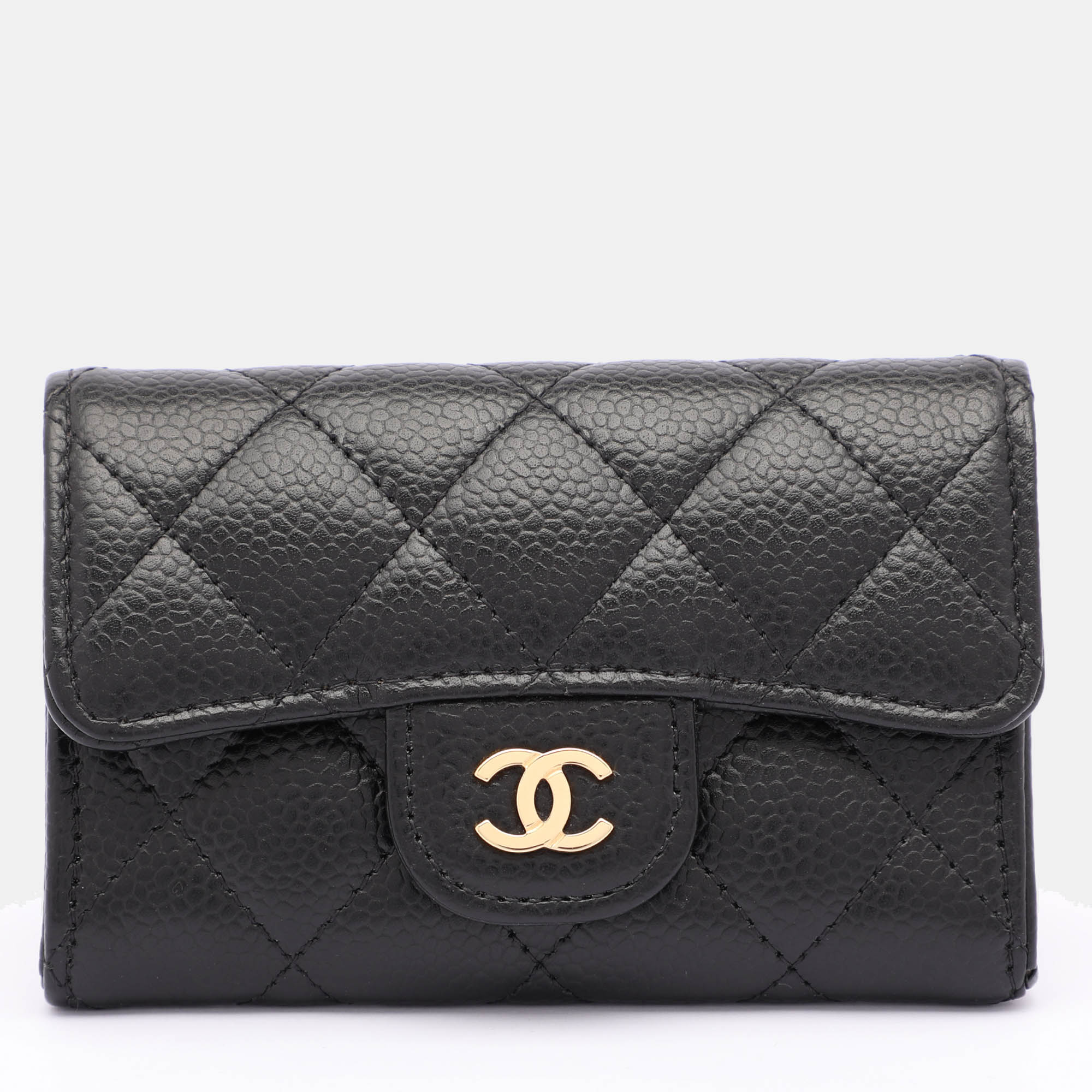 

Chanel Black Quilted Caviar Leather CC Flap Coin Purse