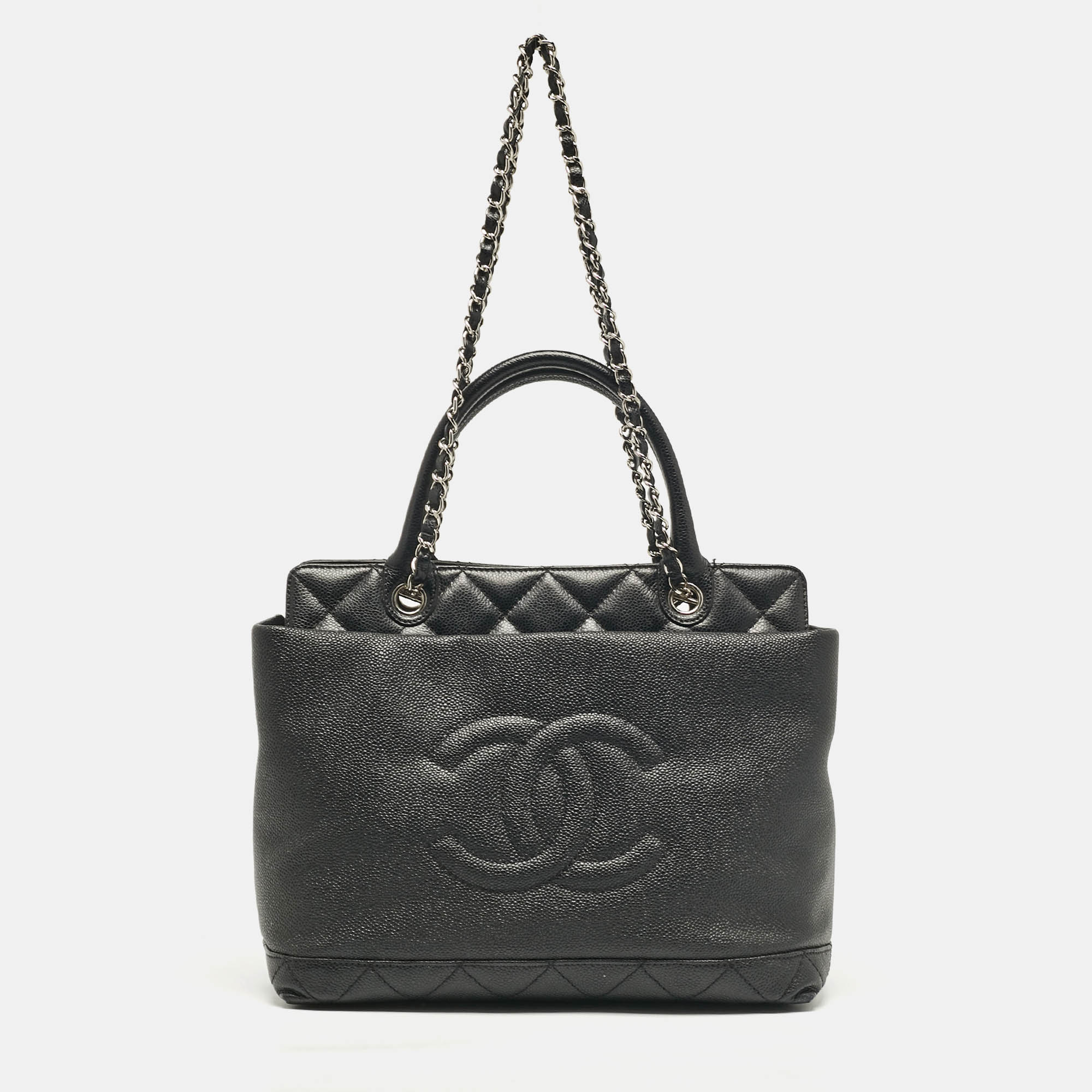 

Chanel Black Quilted Caviar Leather CC Chain Tote