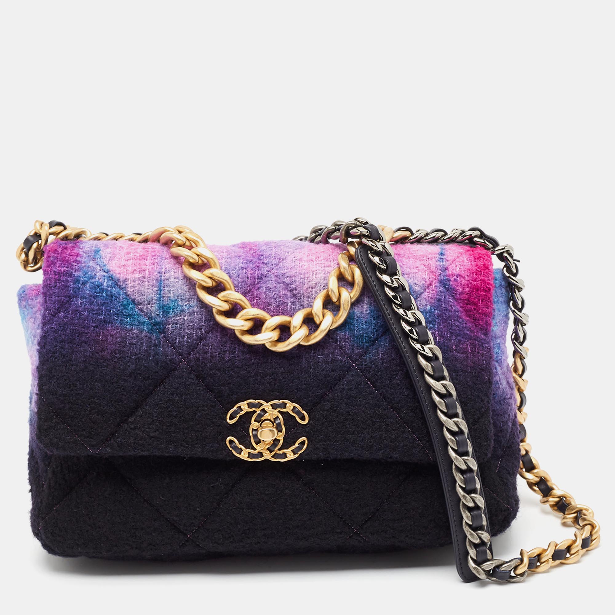 

Chanel Multicolor Ombre Quilted Wool  19 Shoulder Bag