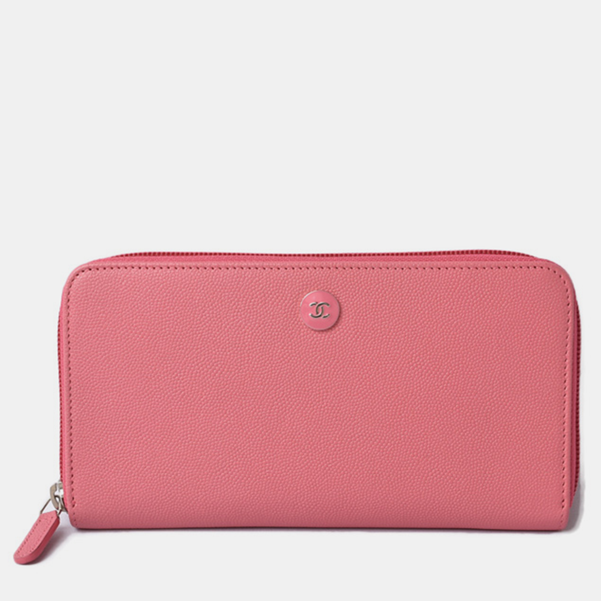 Pre-owned Chanel Pink Leather Cc Long Wallet