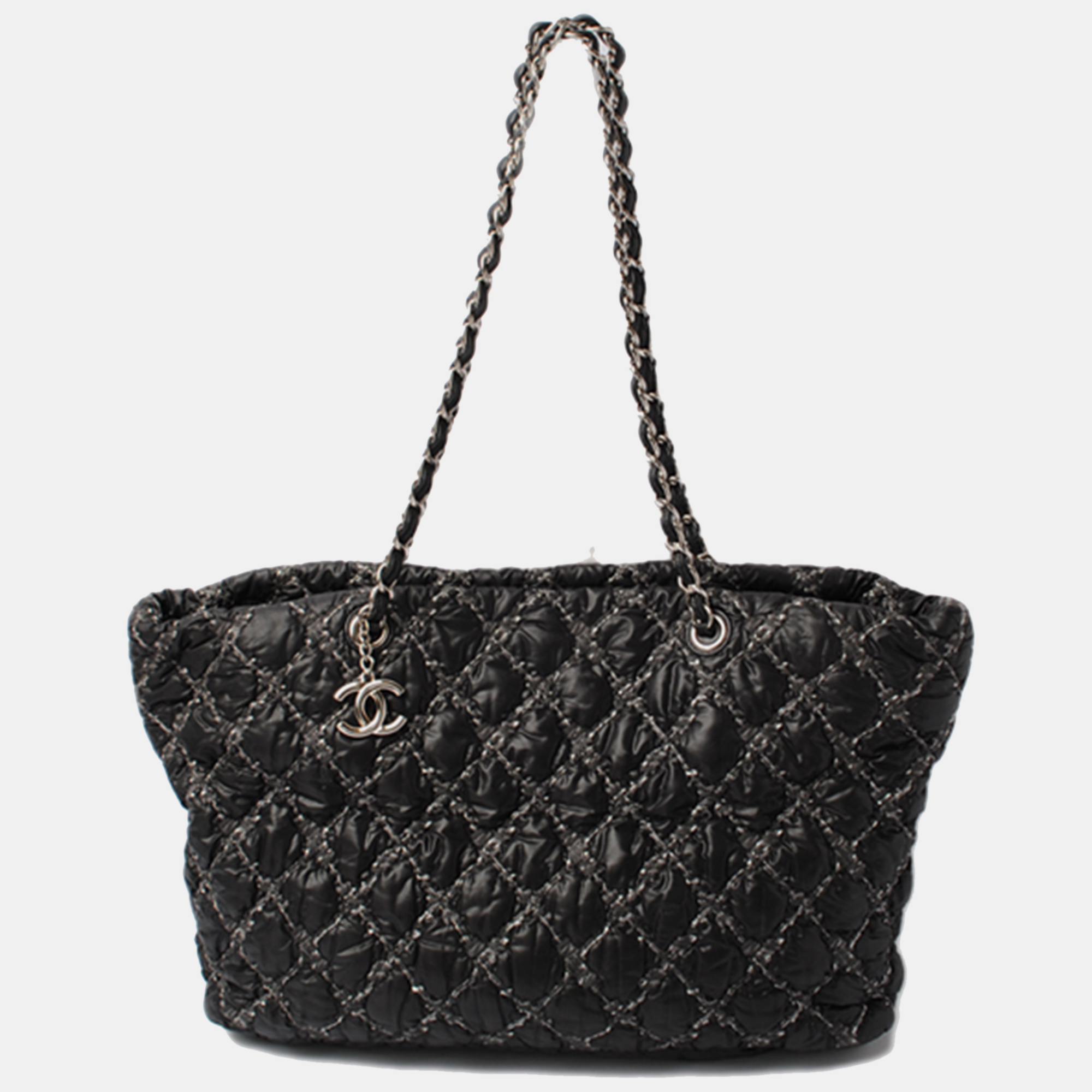 Pre-owned Chanel Black Nylon Paris-byzance Tweed On Stitch Tote Bag