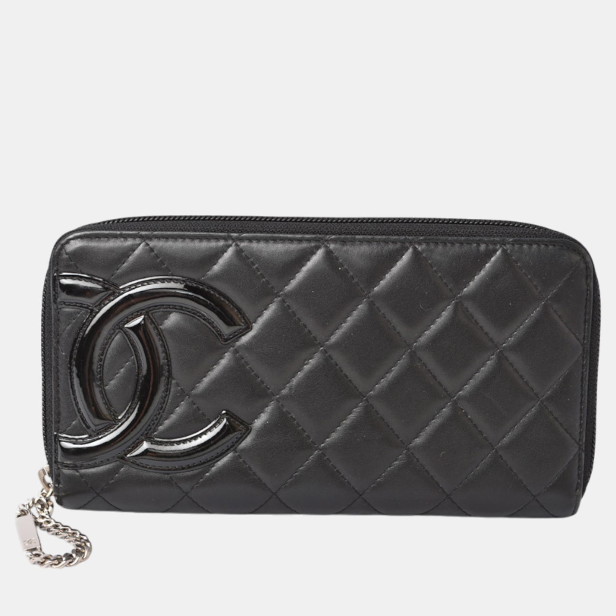 

Chanel Cambon Line Leather Long Wallet Black Leather