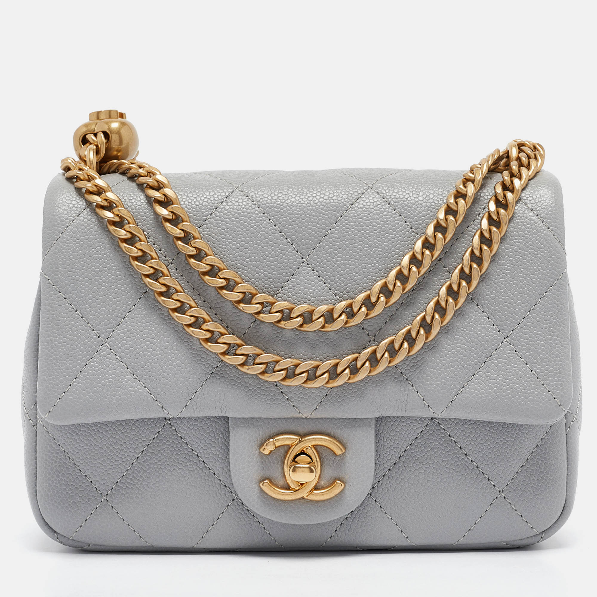 

Chanel Grey Quilted Leather Mini Sweetheart Flap Bag