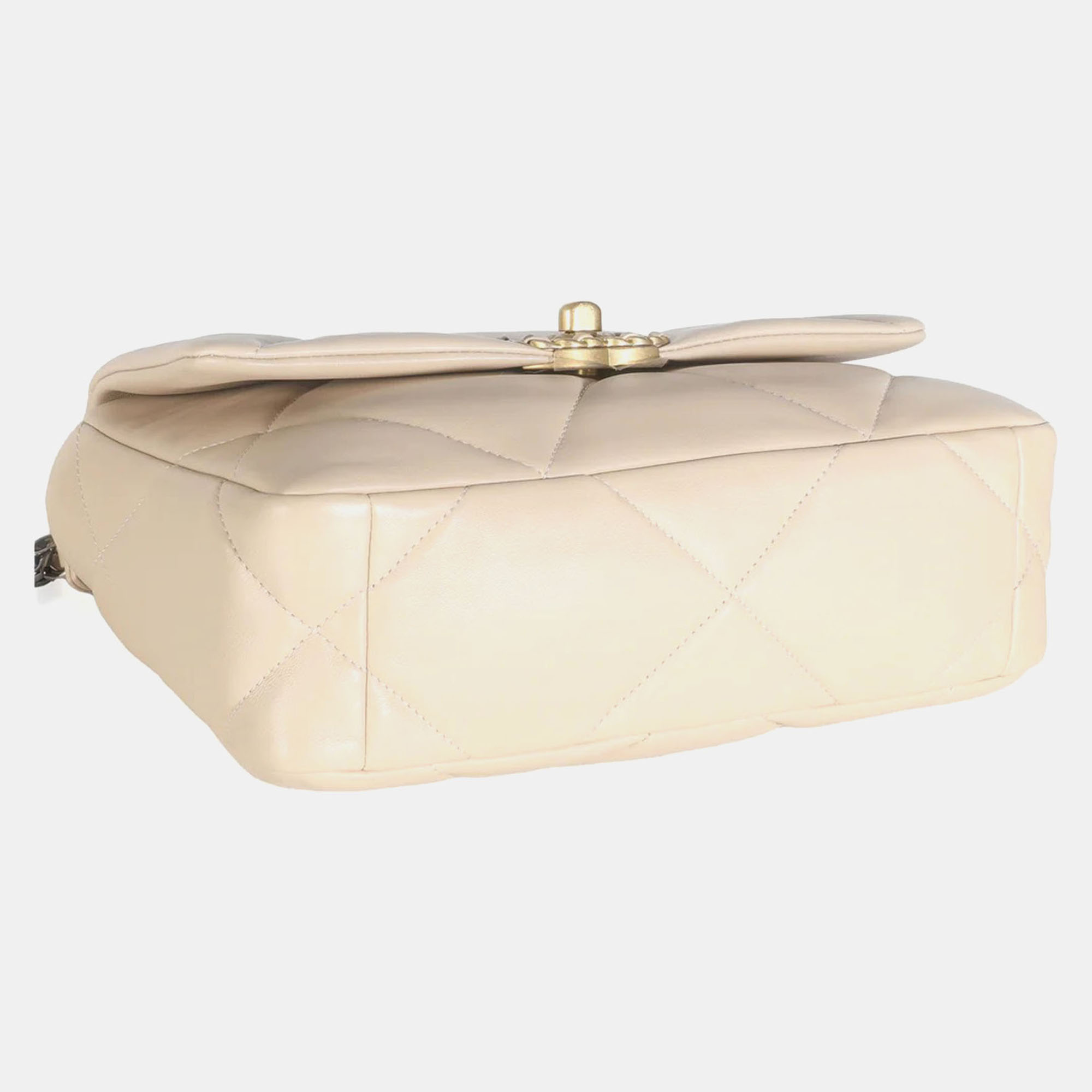 Chanel Beige Quilted Lambskin Small Chanel 19 Flap Bag 