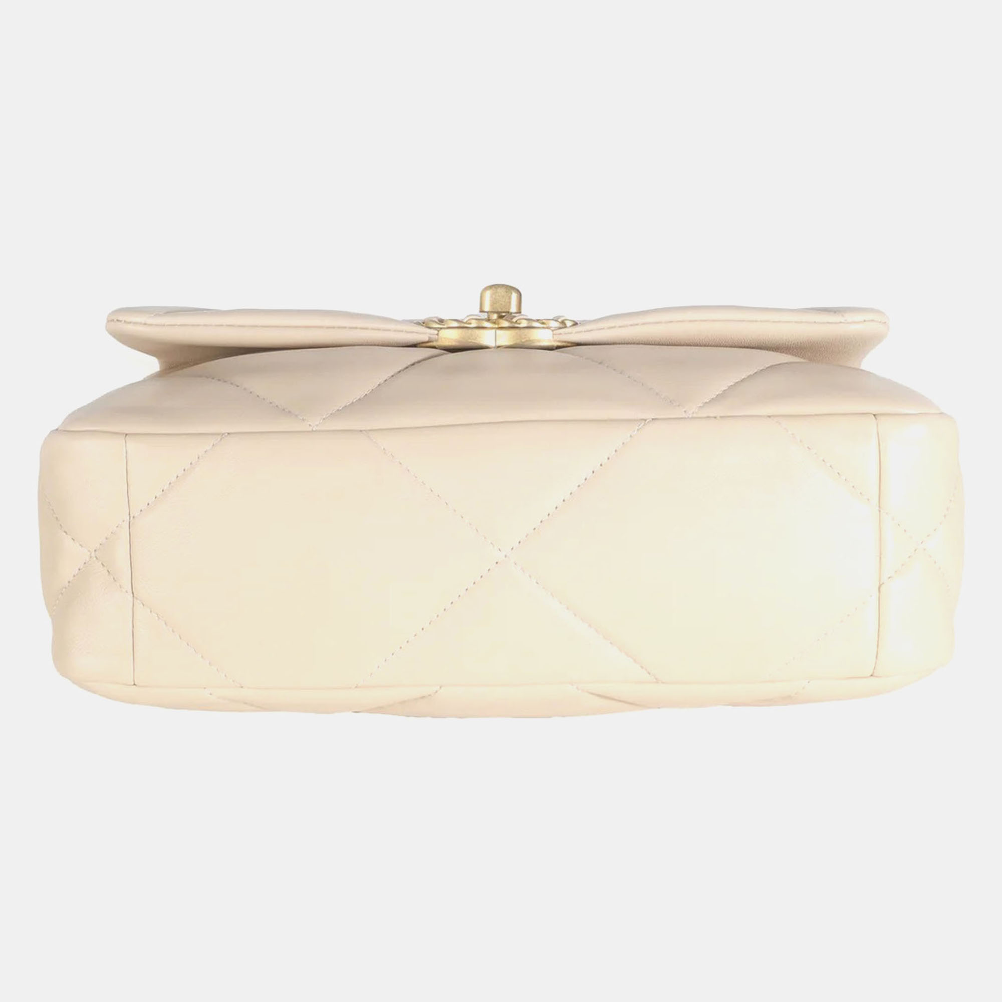Chanel Beige Quilted Lambskin Small Chanel 19 Flap Bag 
